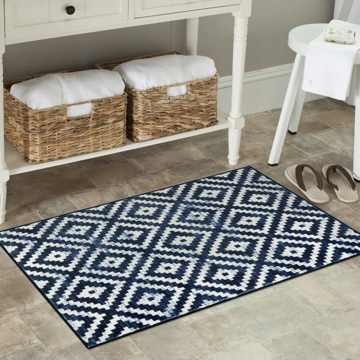 Joanne Modern Moroccan Geometric Kilim Blue Rug