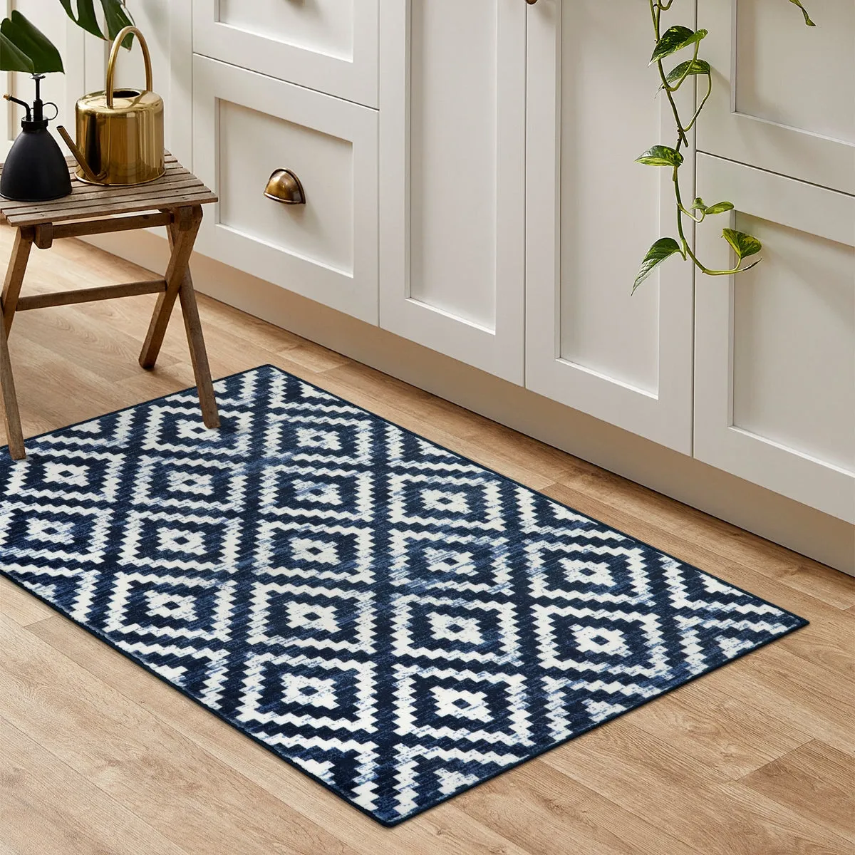 Joanne Modern Moroccan Geometric Kilim Blue Rug