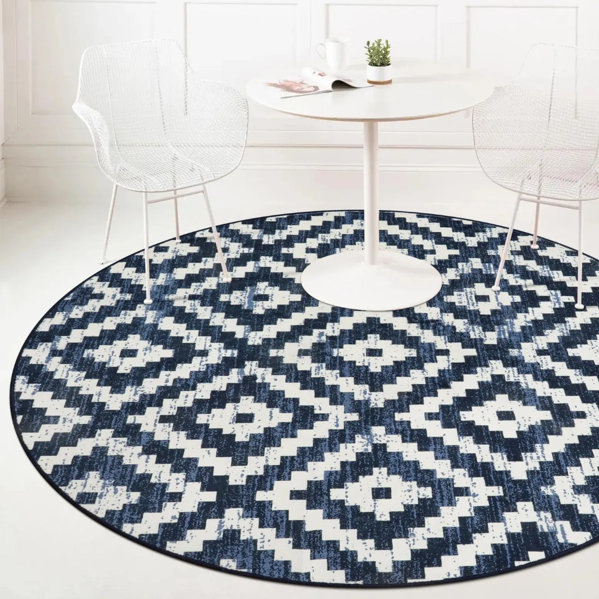 Joanne Modern Moroccan Geometric Kilim Blue Rug