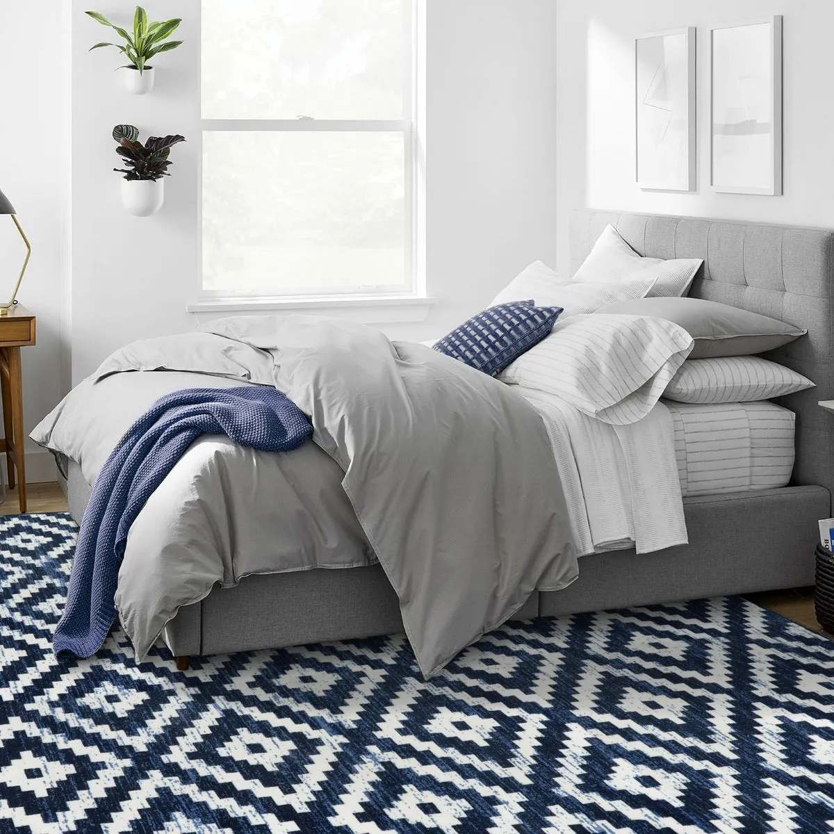 Joanne Modern Moroccan Geometric Kilim Blue Rug