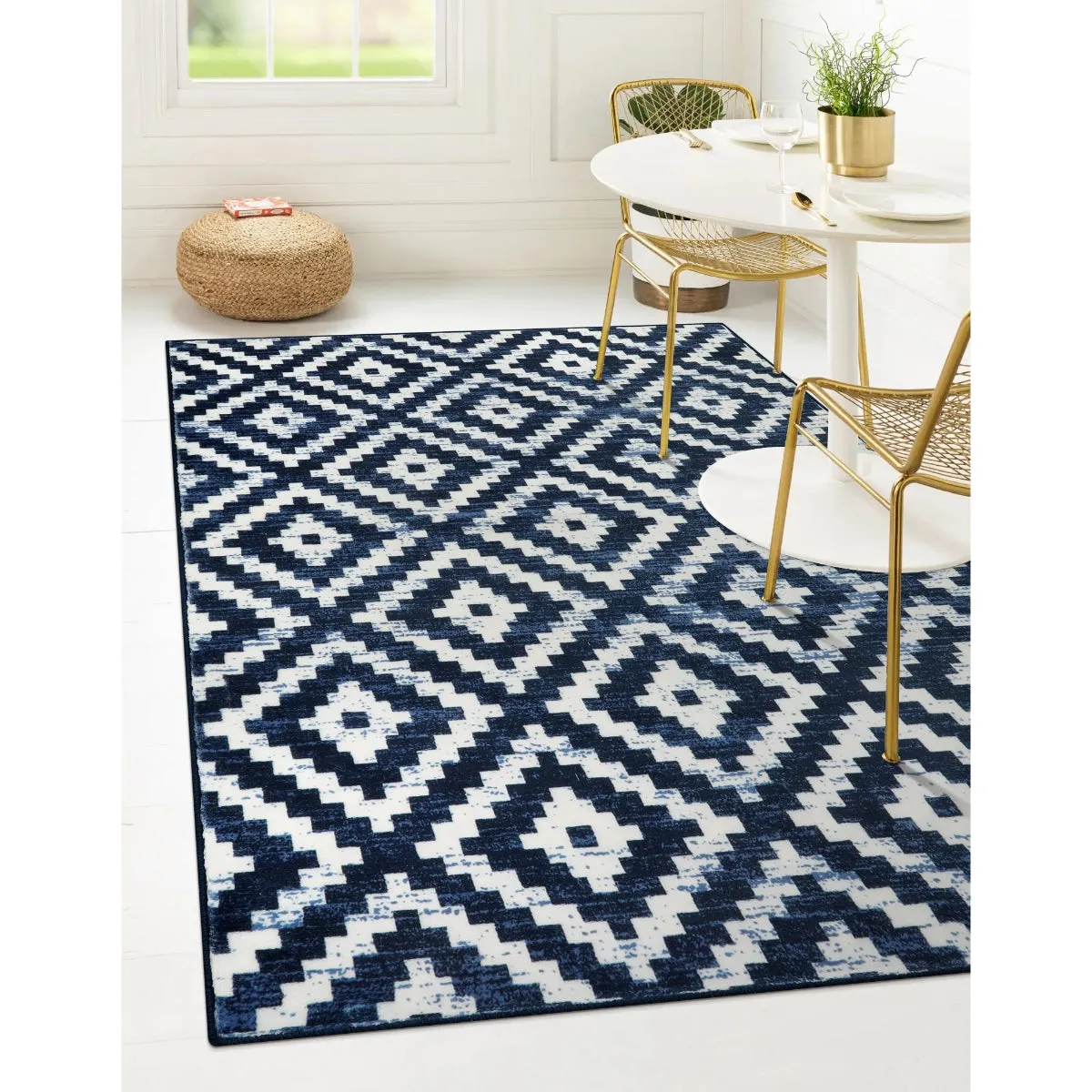 Joanne Modern Moroccan Geometric Kilim Blue Rug