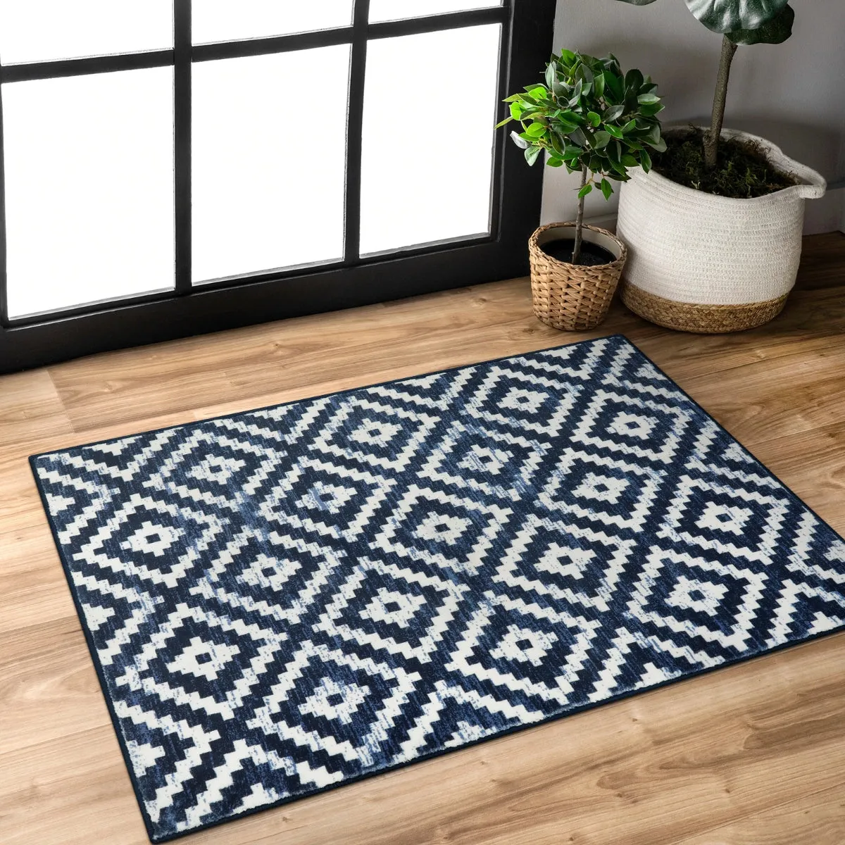 Joanne Modern Moroccan Geometric Kilim Blue Rug