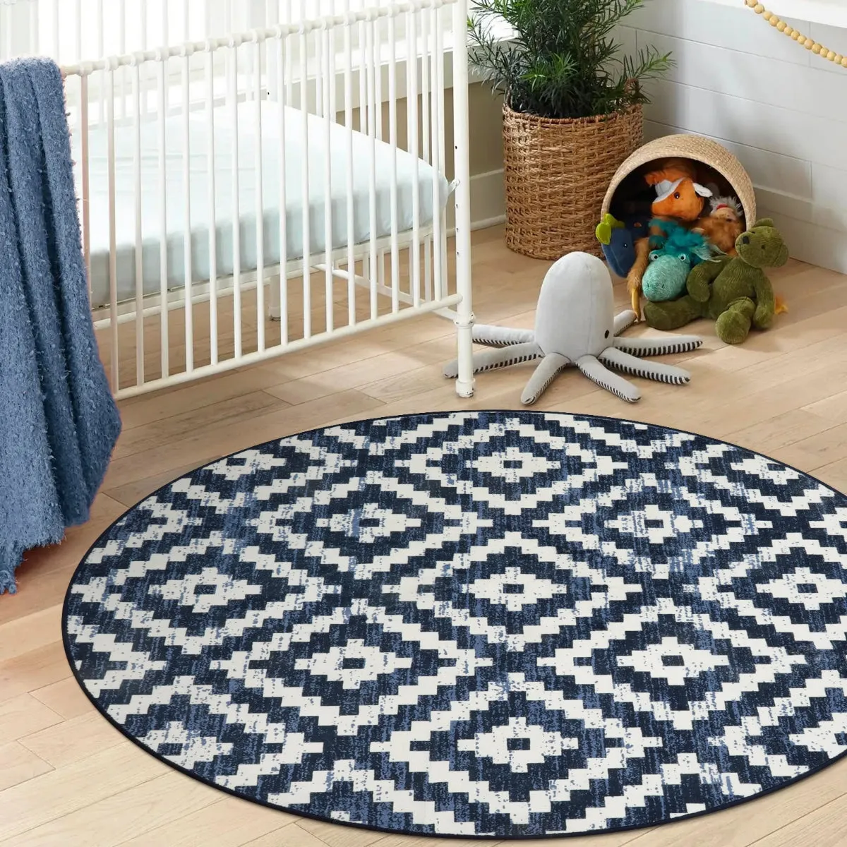 Joanne Modern Moroccan Geometric Kilim Blue Rug