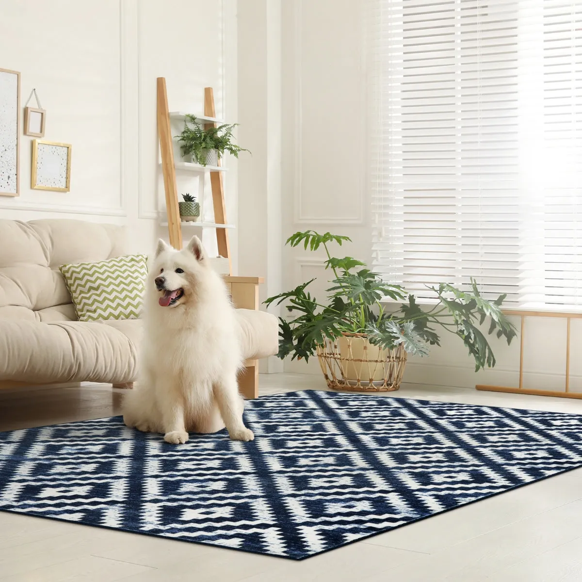 Joanne Modern Moroccan Geometric Kilim Blue Rug