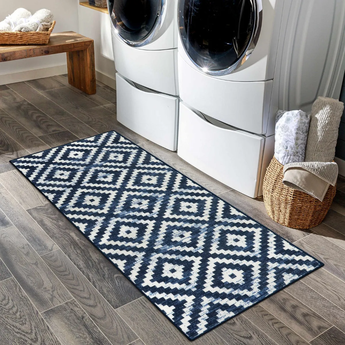 Joanne Modern Moroccan Geometric Kilim Blue Rug