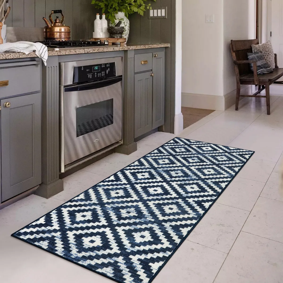 Joanne Modern Moroccan Geometric Kilim Blue Rug