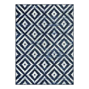 Joanne Modern Moroccan Geometric Kilim Blue Rug