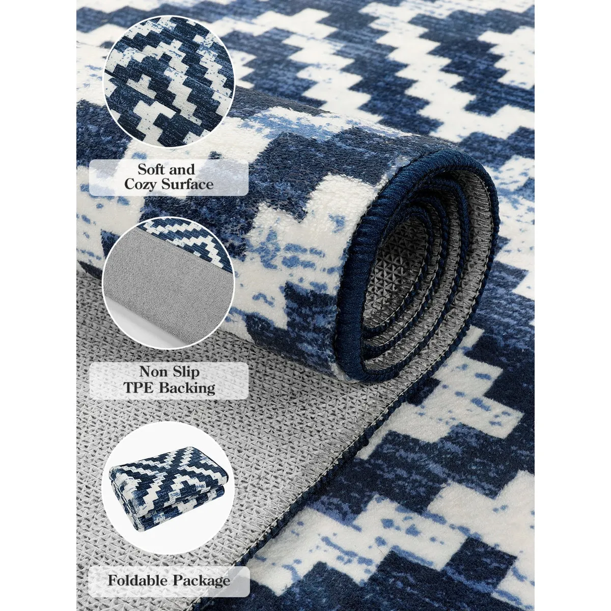 Joanne Modern Moroccan Geometric Kilim Blue Rug