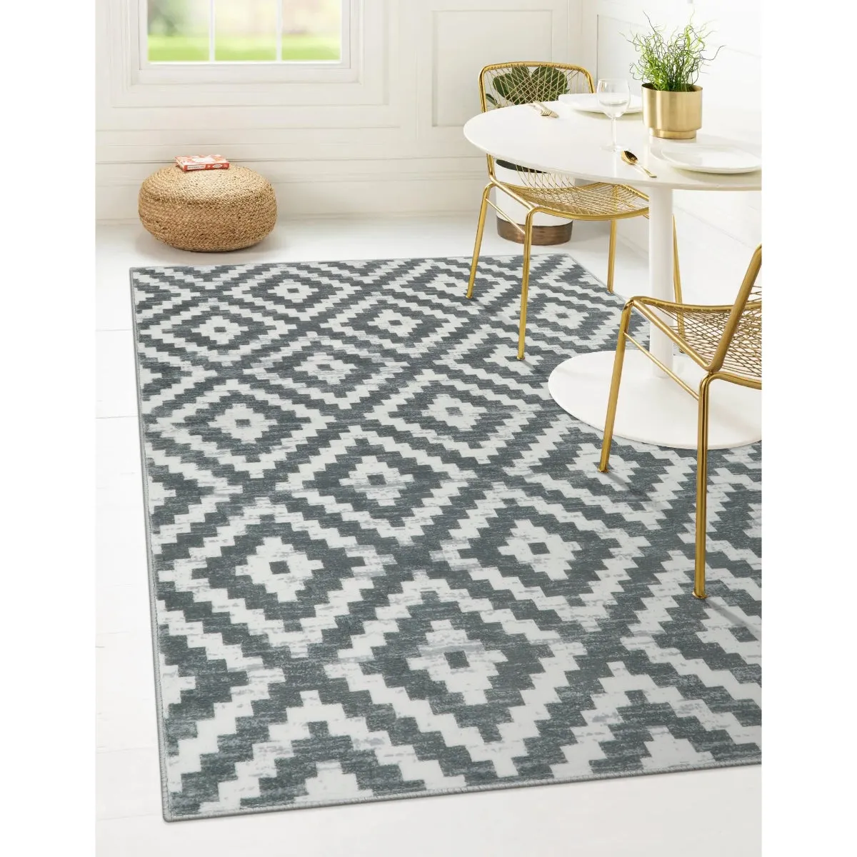 Joanne Modern Moroccan Geometric Kilim Grey Rug