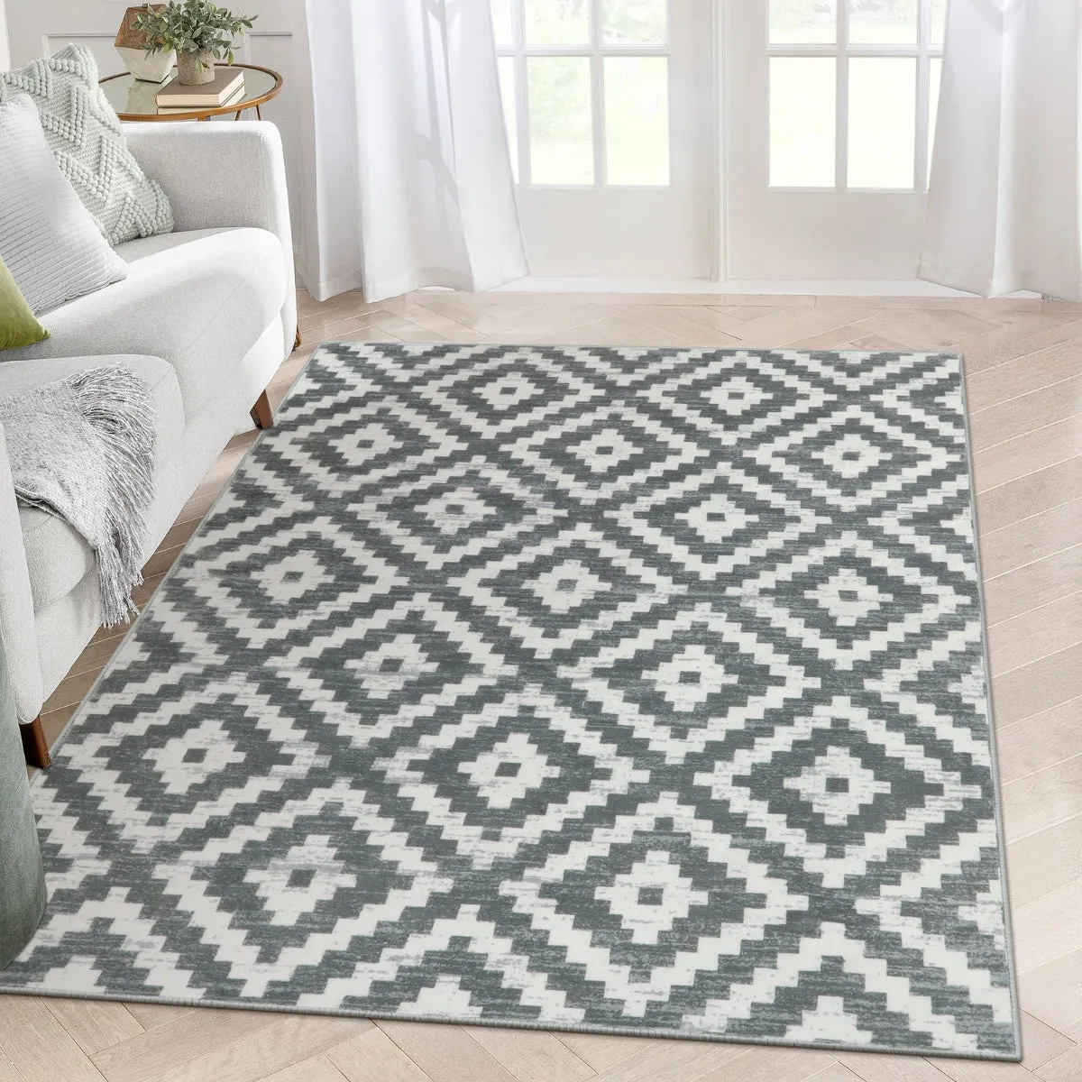 Joanne Modern Moroccan Geometric Kilim Grey Rug