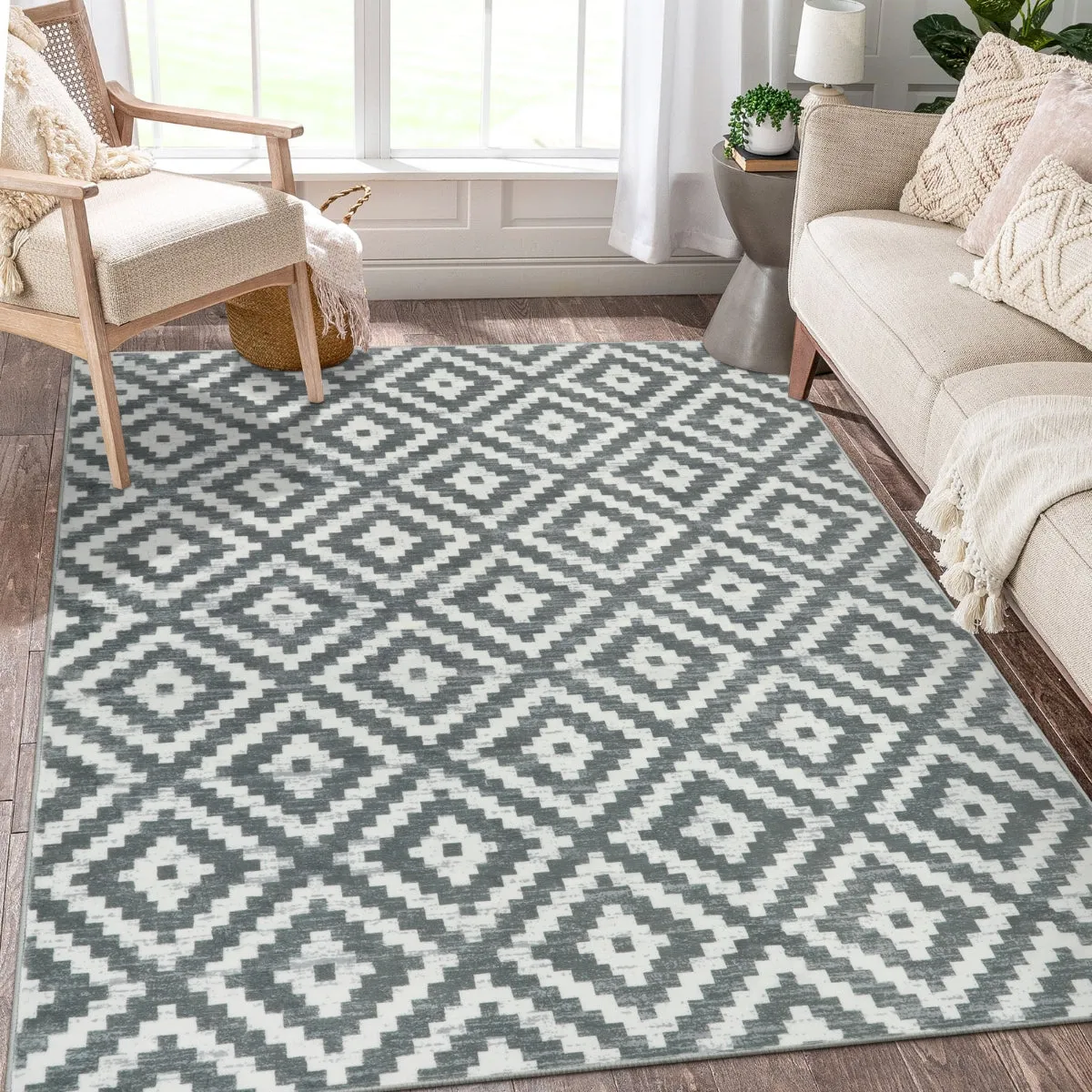 Joanne Modern Moroccan Geometric Kilim Grey Rug