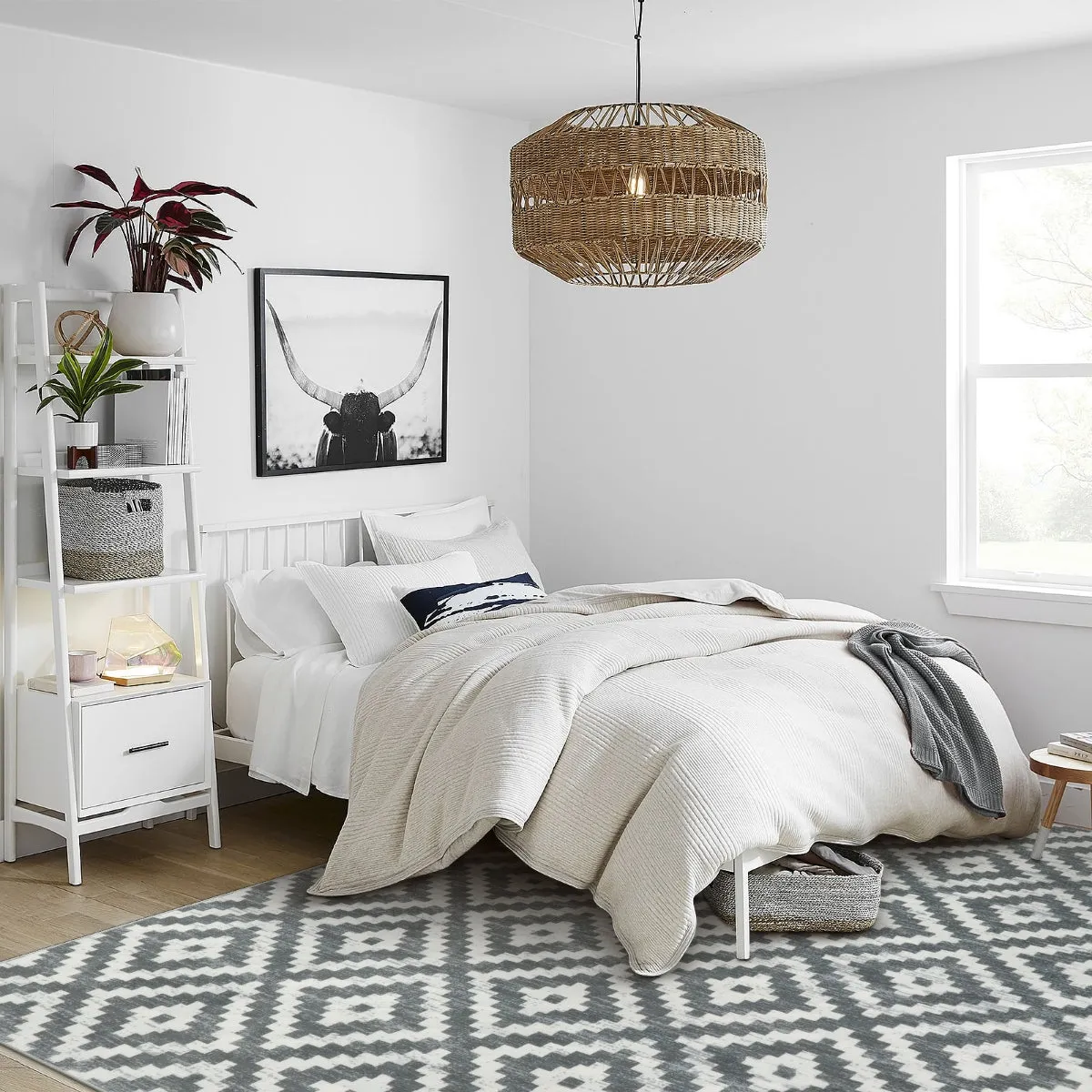 Joanne Modern Moroccan Geometric Kilim Grey Rug