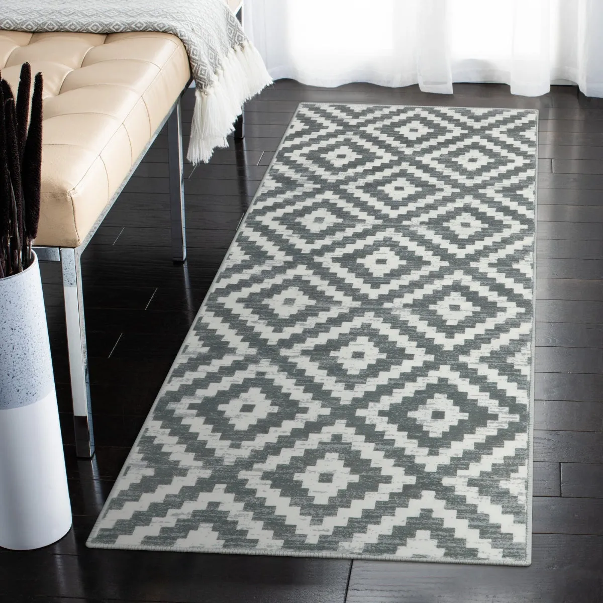 Joanne Modern Moroccan Geometric Kilim Grey Rug