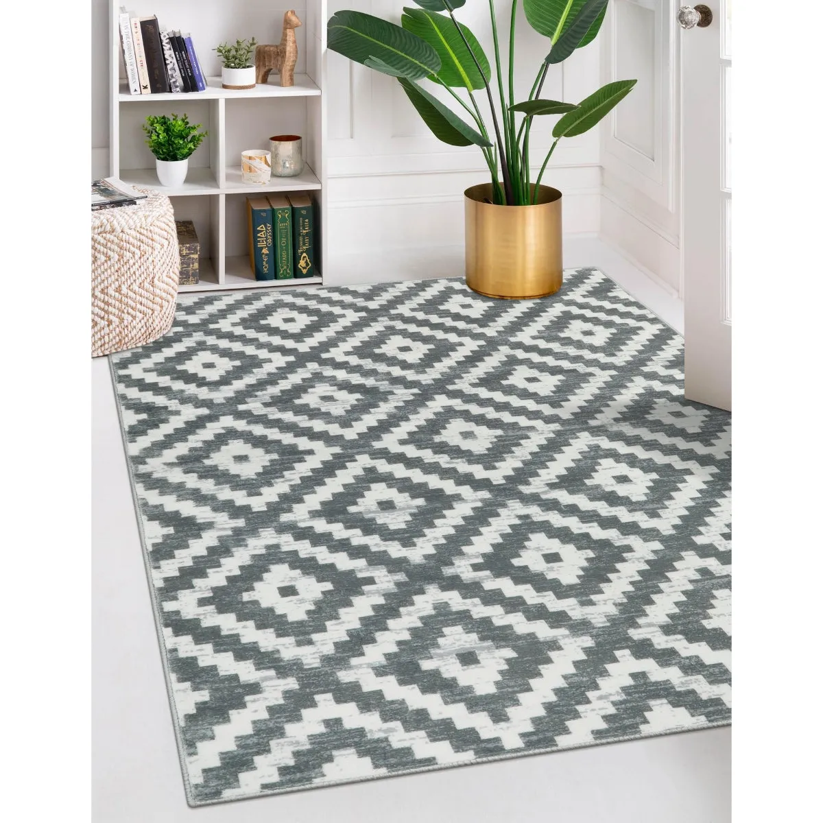 Joanne Modern Moroccan Geometric Kilim Grey Rug