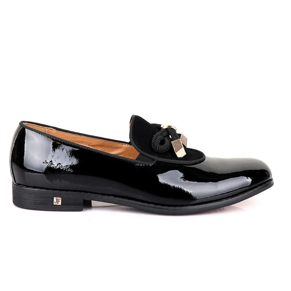 John Foster Modern Patent Leather With Half Upper Suede-Black