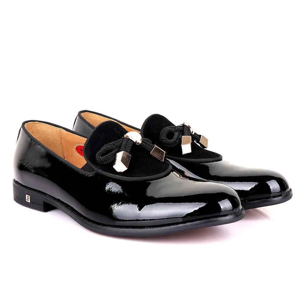 John Foster Modern Patent Leather With Half Upper Suede-Black