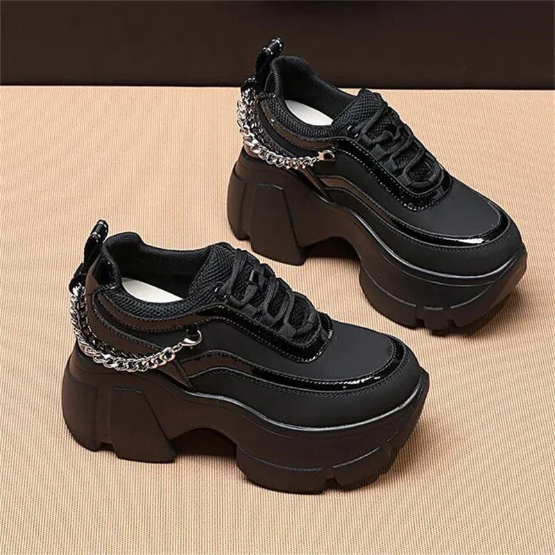 Joskaa 2024 New Hidden Heels Black Platform Sneakers