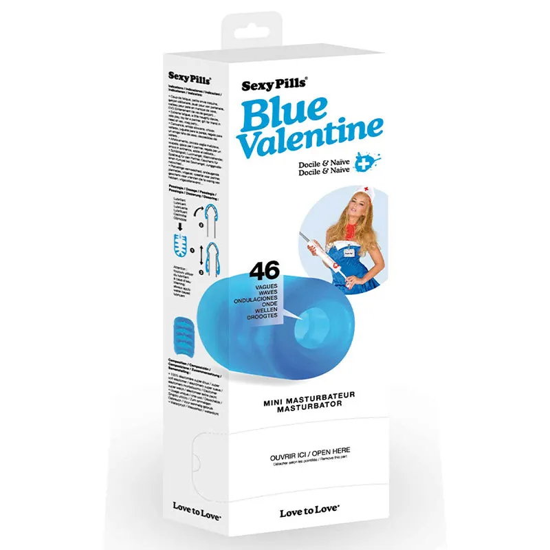 Love to Love Sexy Pills Blue Valentine Mini Masturbator Display of 6