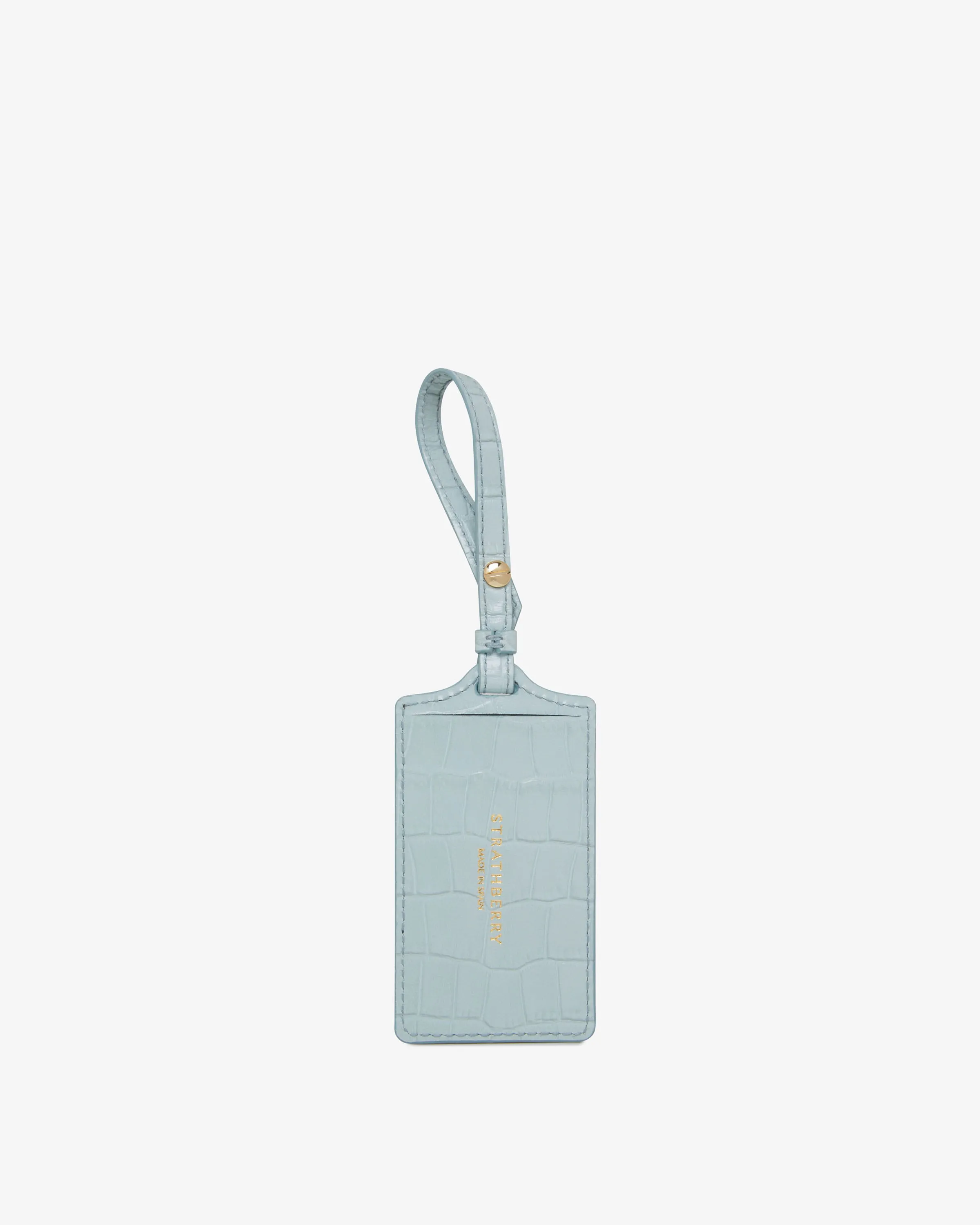 Luggage Tag - Croc-Embossed Leather Duck Egg Blue