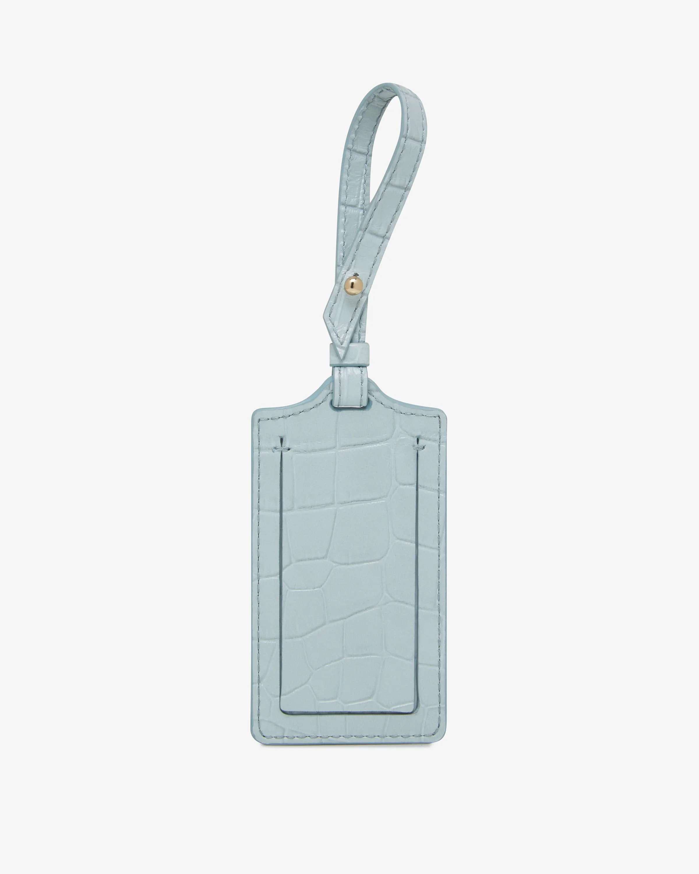 Luggage Tag - Croc-Embossed Leather Duck Egg Blue