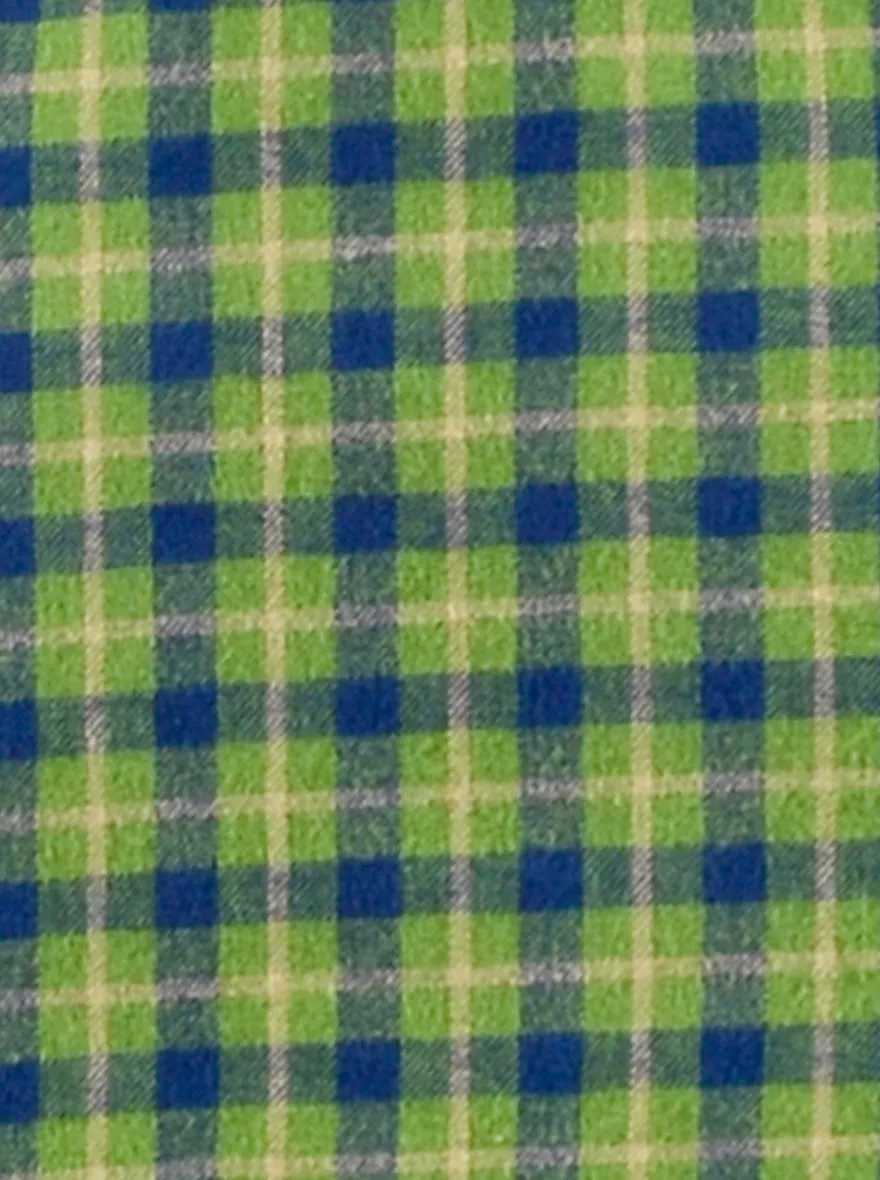 Meadow Green & Blue Checked Slim Fit Casual Shirt | Greenfibre