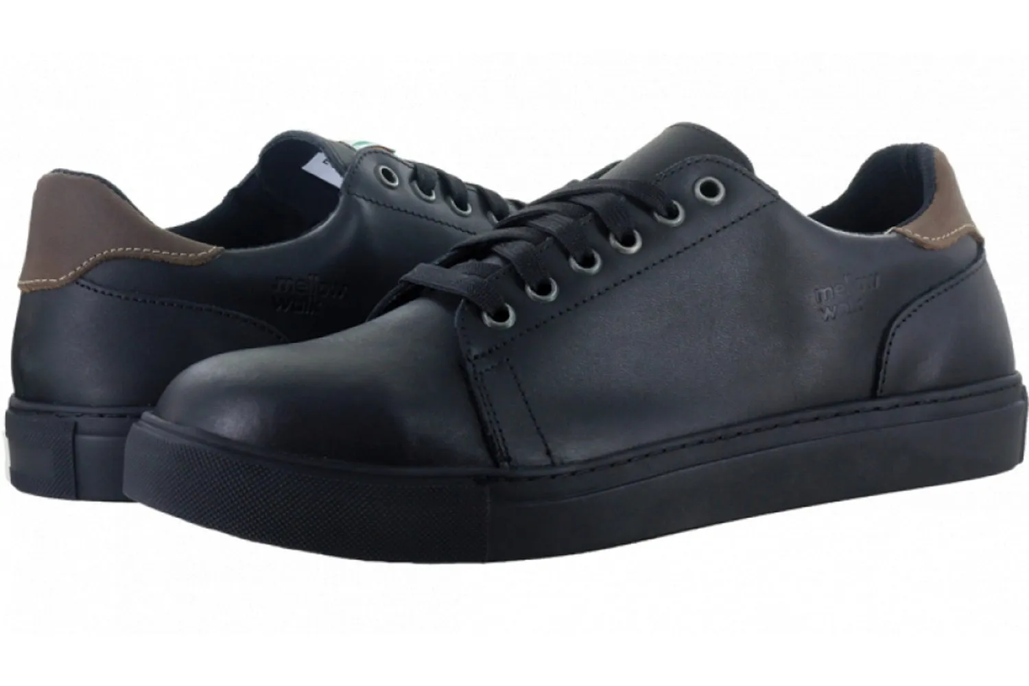 Mellow Walk Mens Owen EH PR Black Leather Skate Inspired Work Shoes