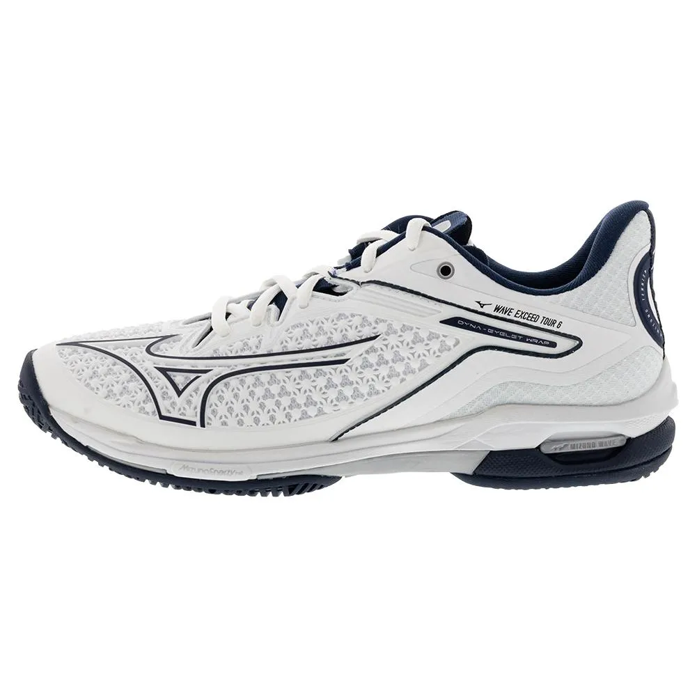 Men's Wave Exceed Tour 6 AC Tennis Shoes White and Dress Blue