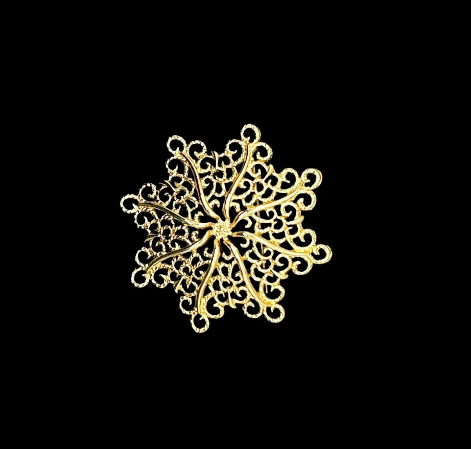 Monet Opulent Gold Tone Swirls Brooch