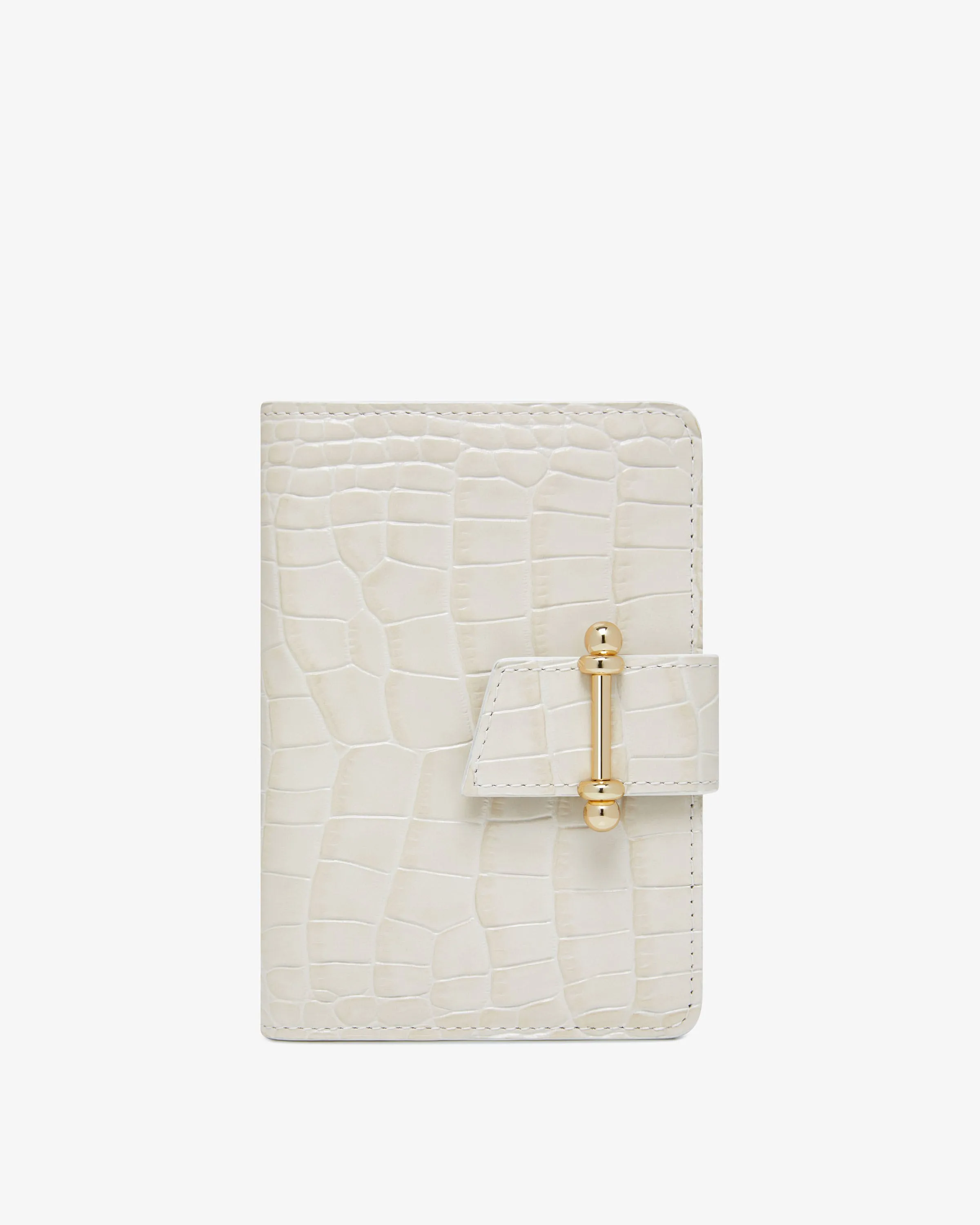 Multrees Passport Holder - Croc-Embossed Leather Vanilla