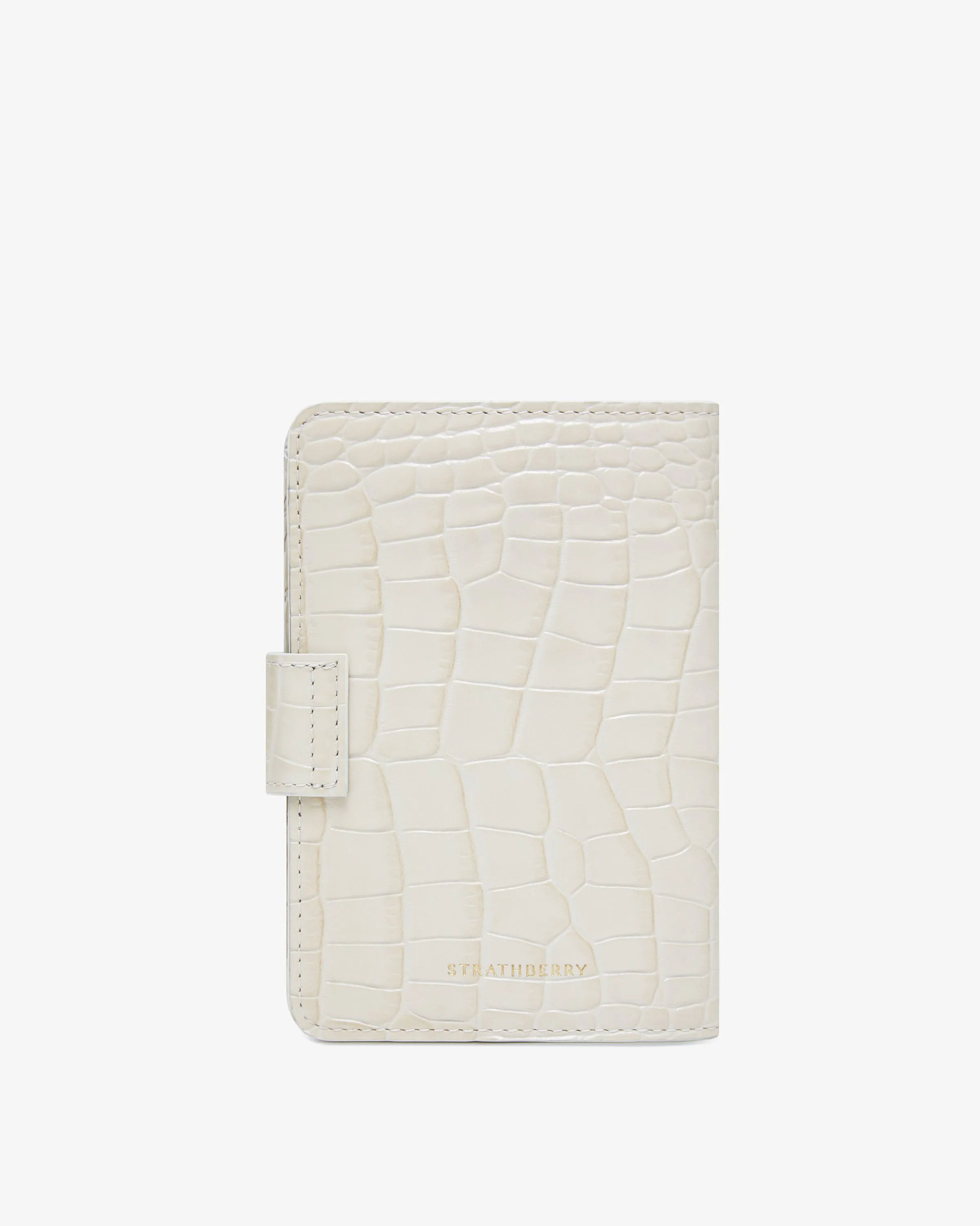 Multrees Passport Holder - Croc-Embossed Leather Vanilla