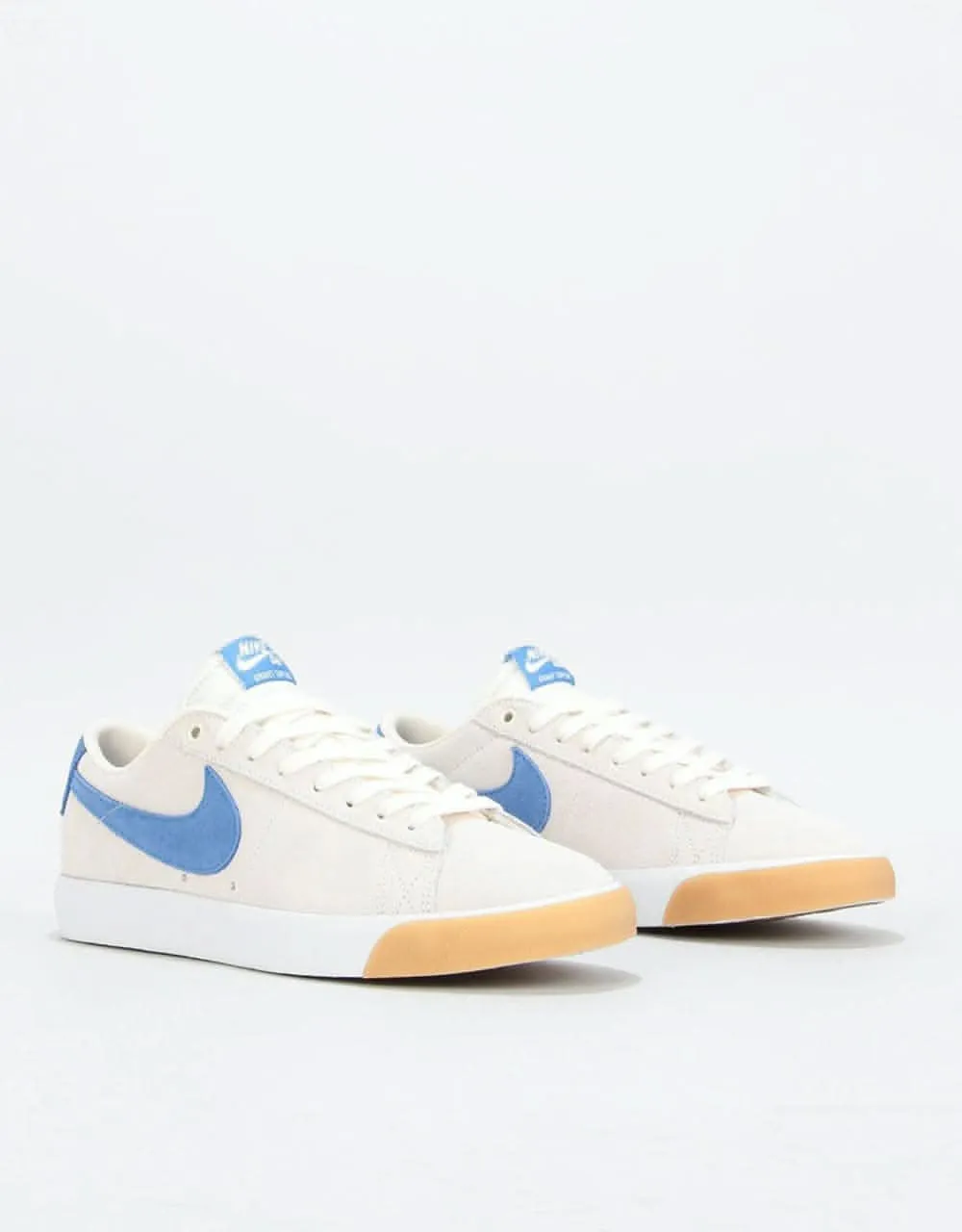 Nike SB Blazer Low GT Skate Shoes - Pale Ivory/Pacific Blue-White