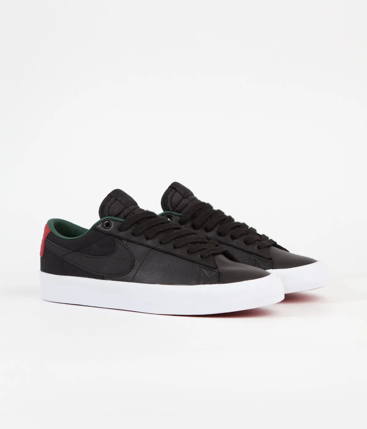 Nike SB Blazer Low Pro GT Premium Shoes - Black / Black - Varsity Red - Fir