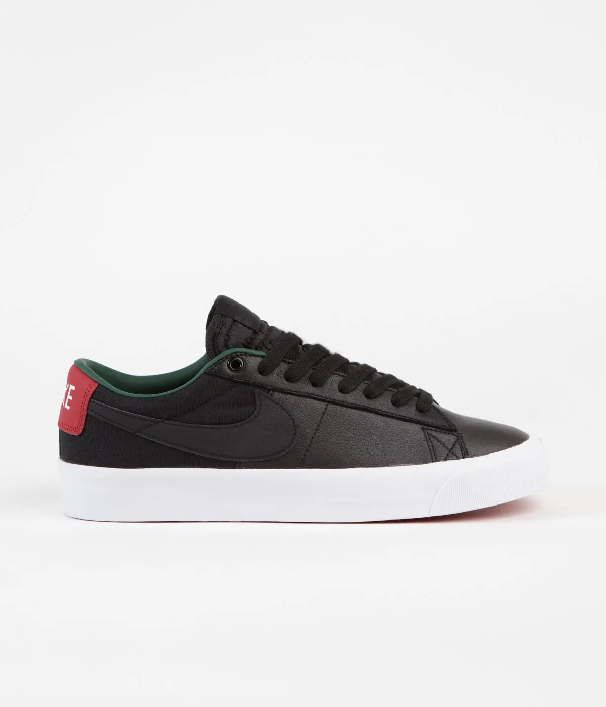 Nike SB Blazer Low Pro GT Premium Shoes - Black / Black - Varsity Red - Fir