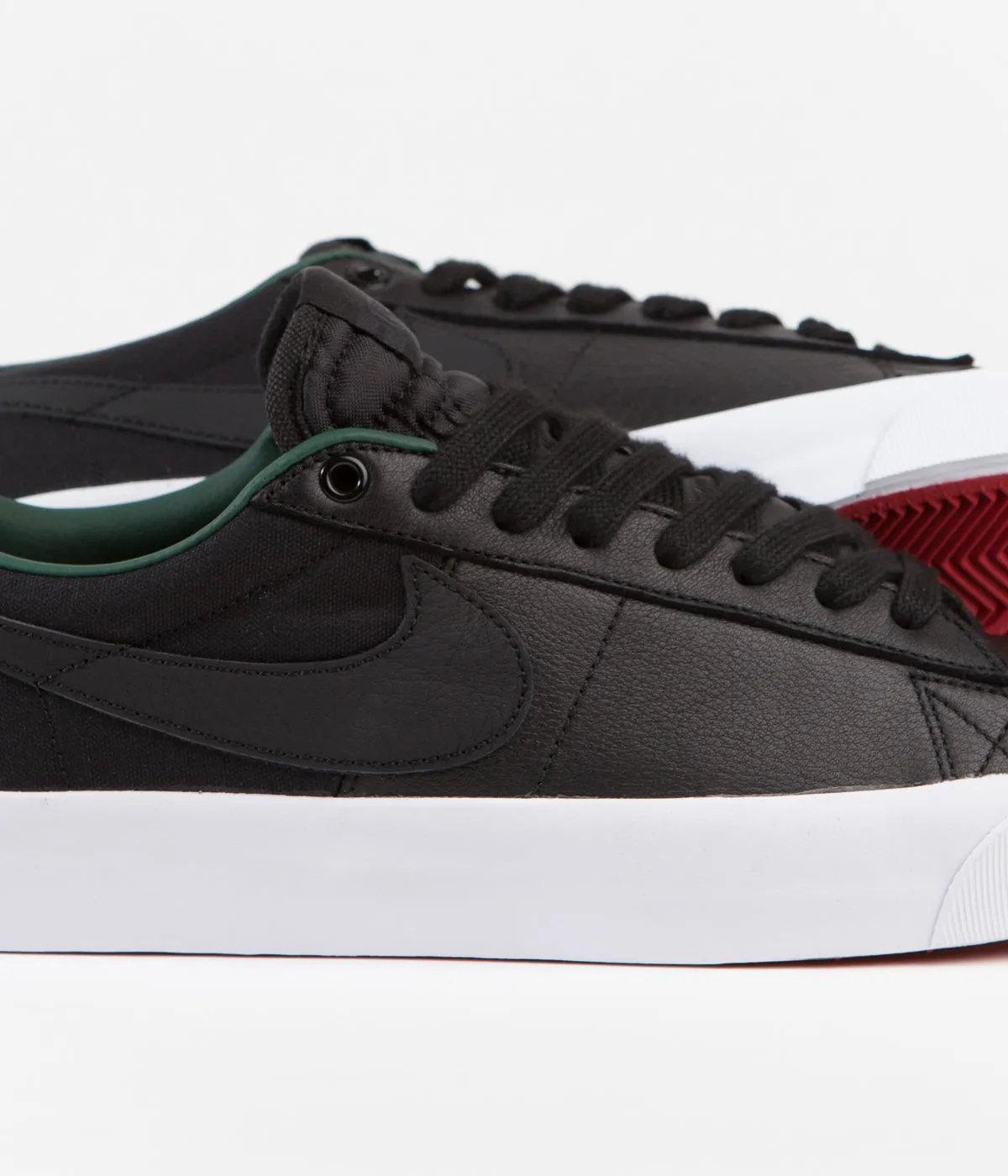 Nike SB Blazer Low Pro GT Premium Shoes - Black / Black - Varsity Red - Fir