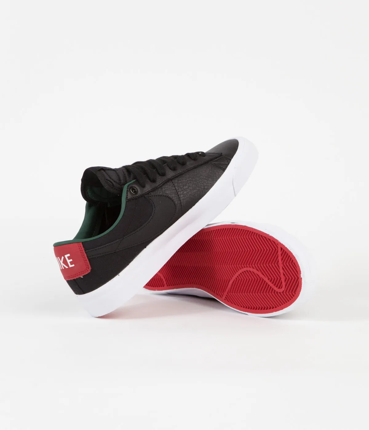 Nike SB Blazer Low Pro GT Premium Shoes - Black / Black - Varsity Red - Fir