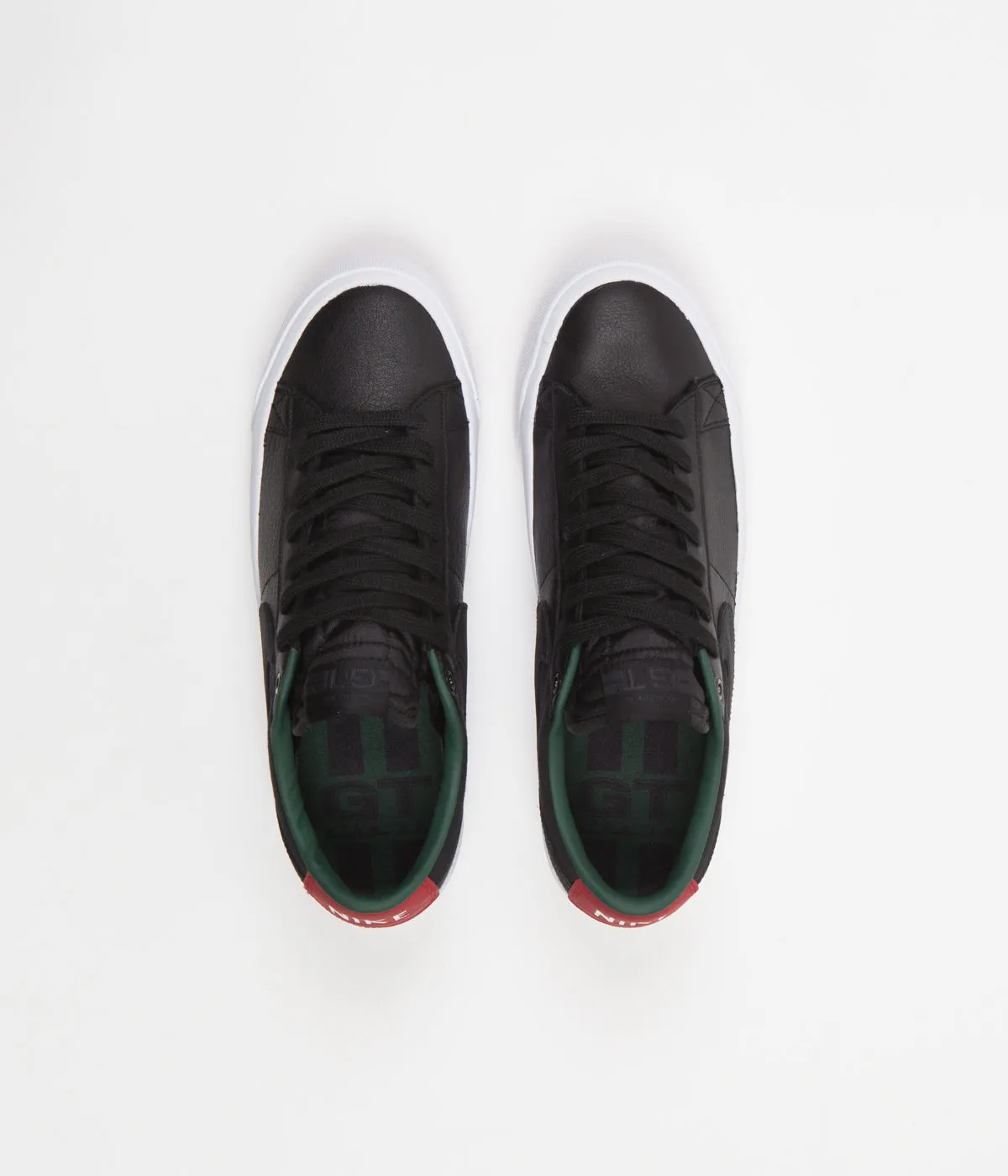 Nike SB Blazer Low Pro GT Premium Shoes - Black / Black - Varsity Red - Fir