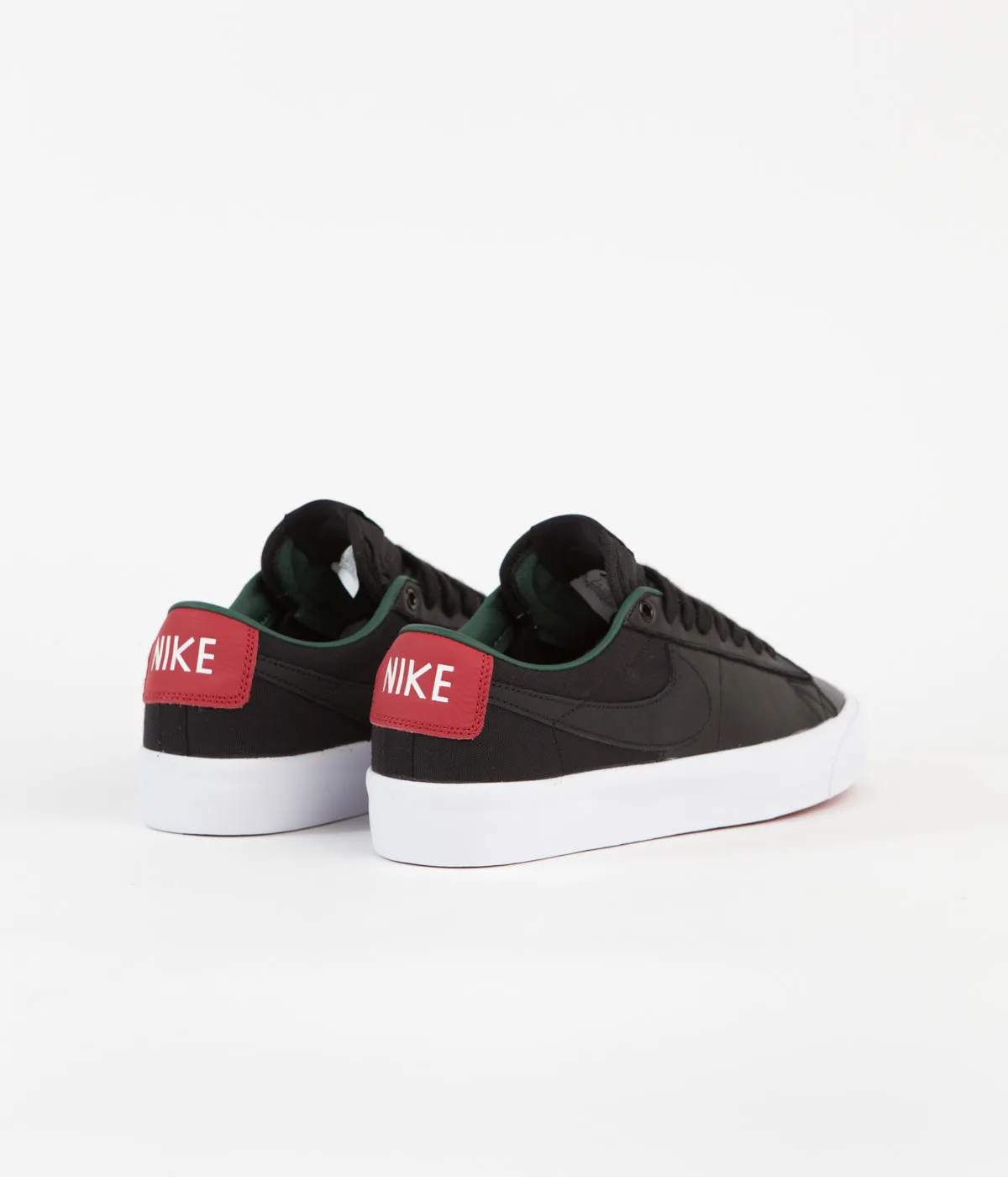 Nike SB Blazer Low Pro GT Premium Shoes - Black / Black - Varsity Red - Fir