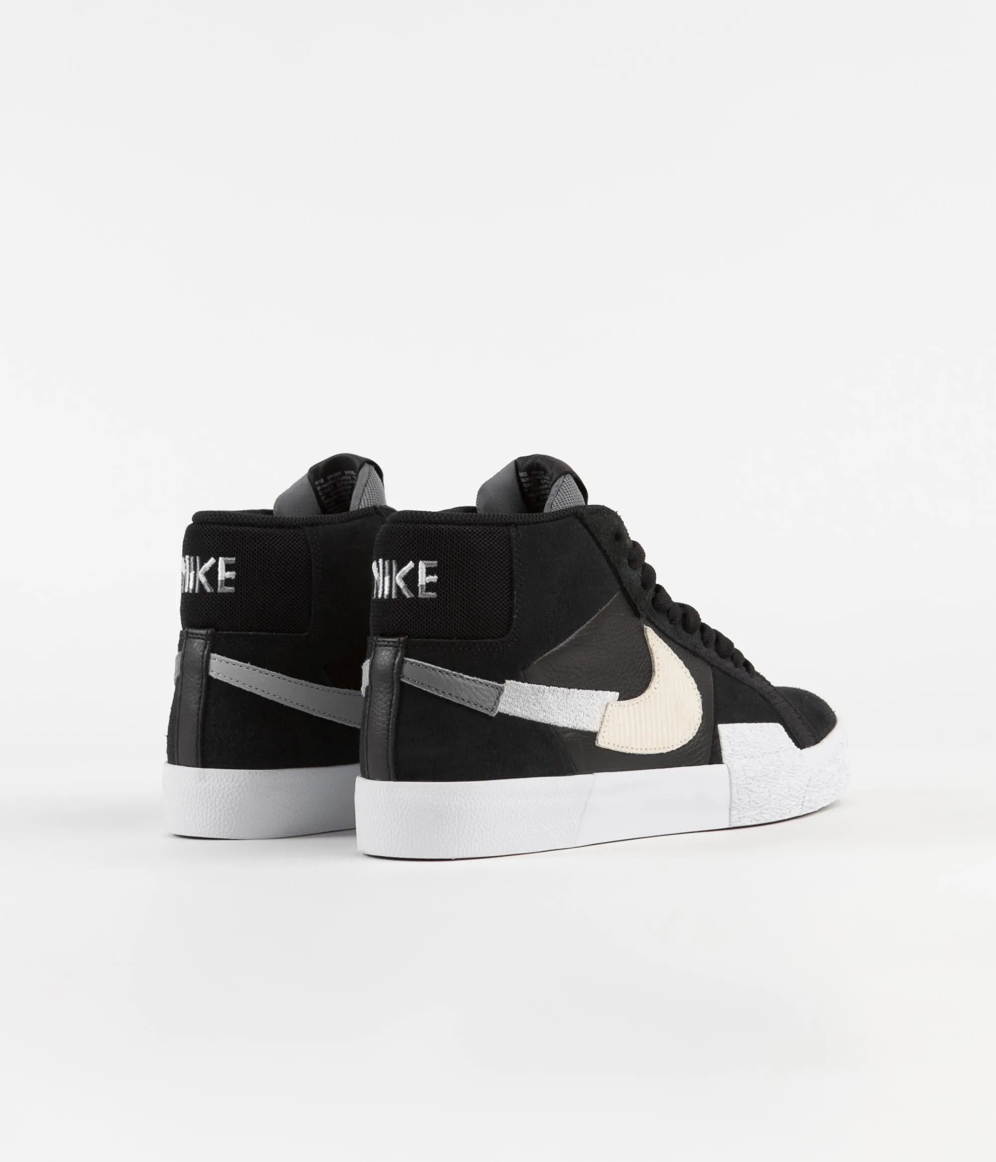 Nike SB Blazer Mid Mosaic Shoes - Black / White - Wolf Grey - Cool Grey