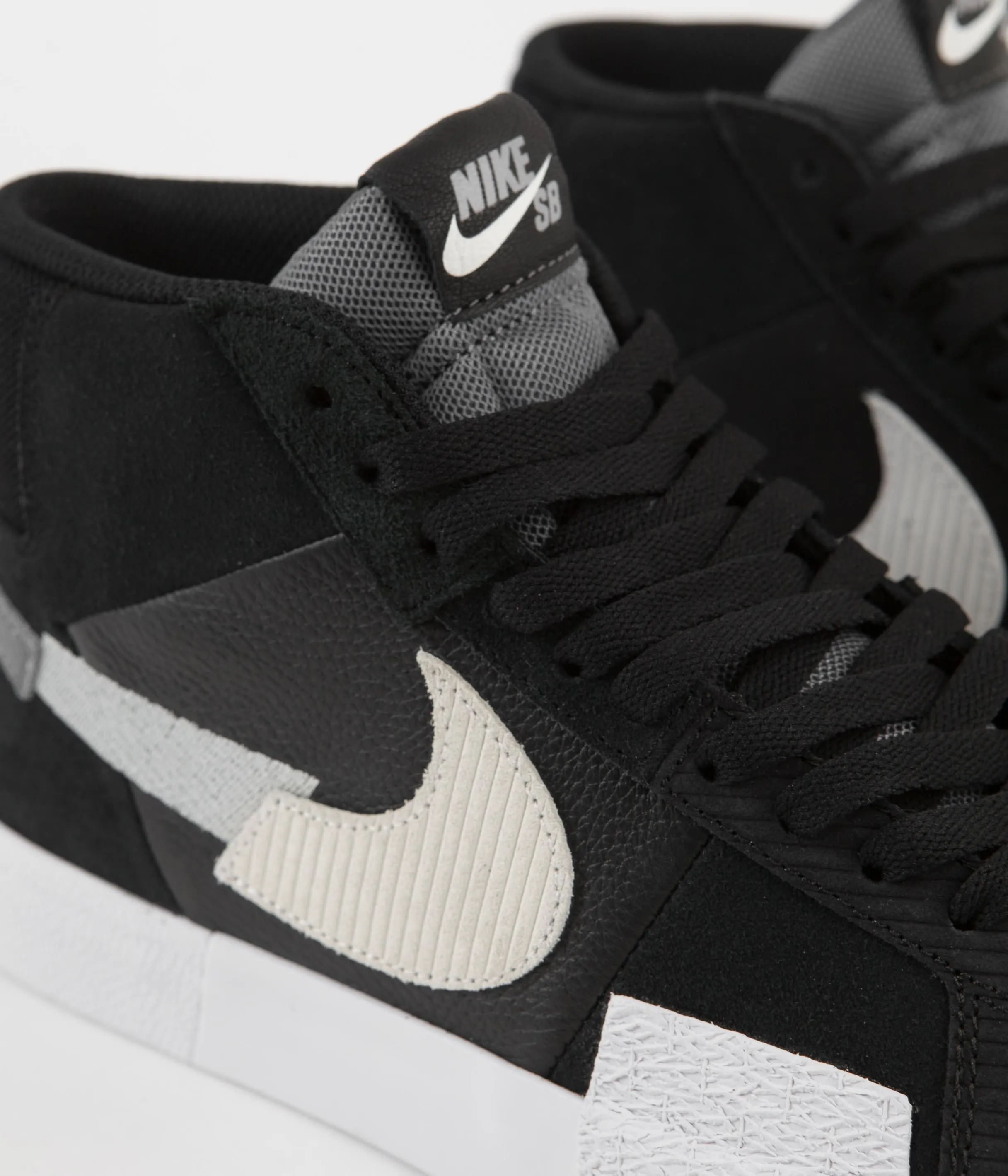 Nike SB Blazer Mid Mosaic Shoes - Black / White - Wolf Grey - Cool Grey