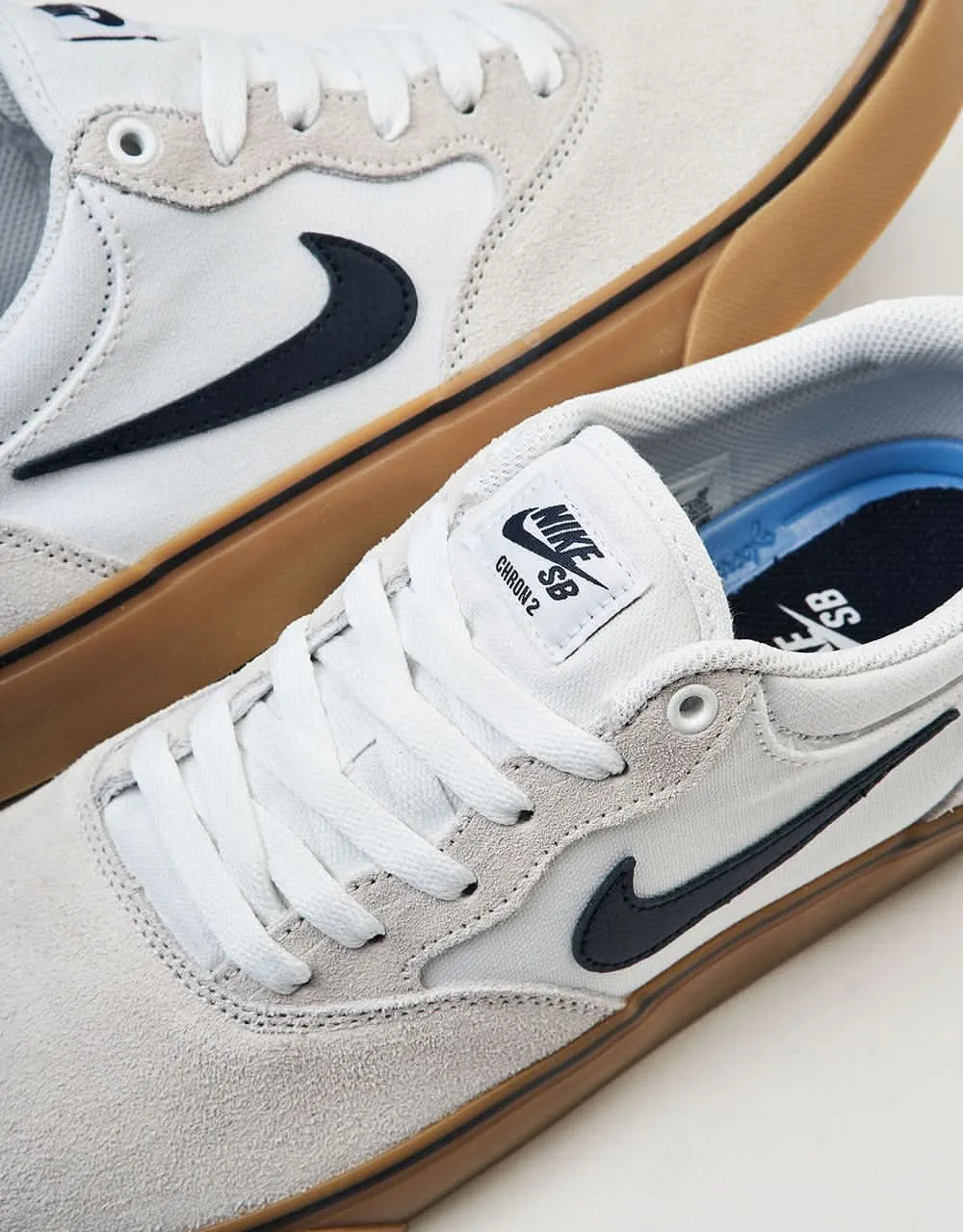 Nike SB Chron 2 Skate Shoes - White/Obsidian-White-Gum Lt Brown-Black