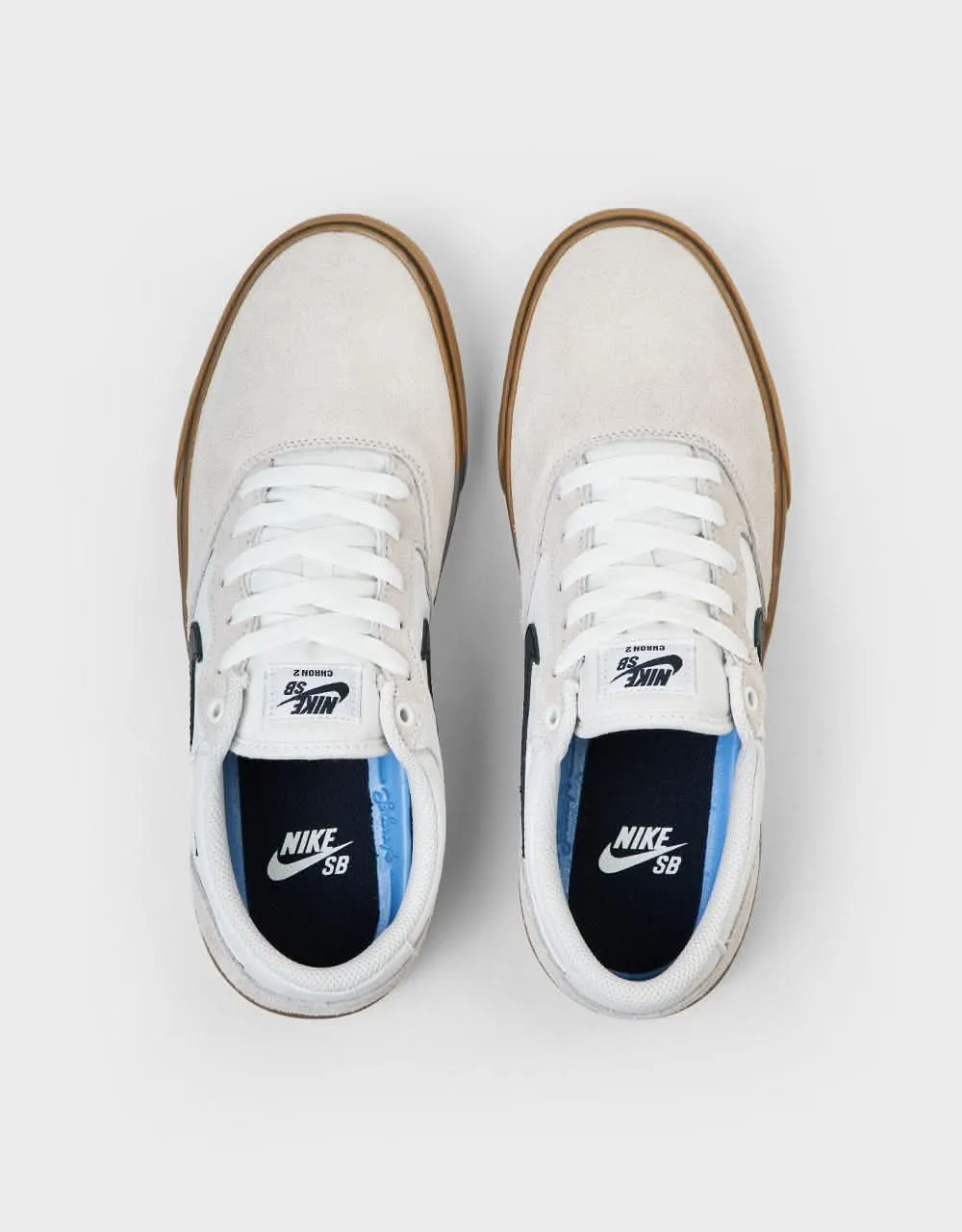 Nike SB Chron 2 Skate Shoes - White/Obsidian-White-Gum Lt Brown-Black