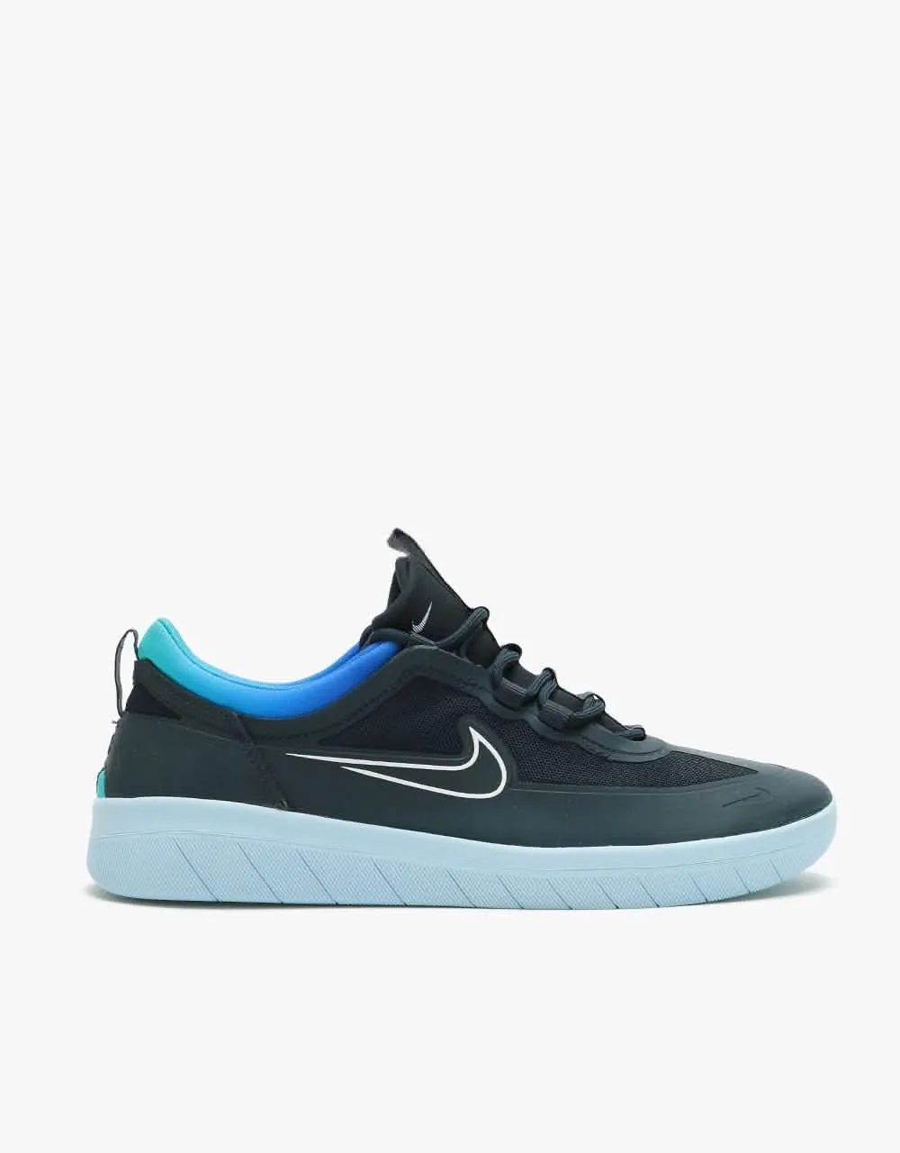 Nike SB Nyjah Free 2.0 T Skate Shoes - Dark Obsidian/White-Hyper Jade