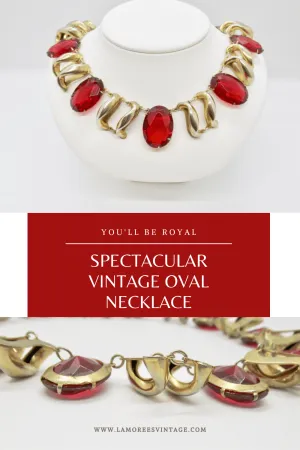 Opulent Art Deco Vintage Necklace with Ruby Red Stones