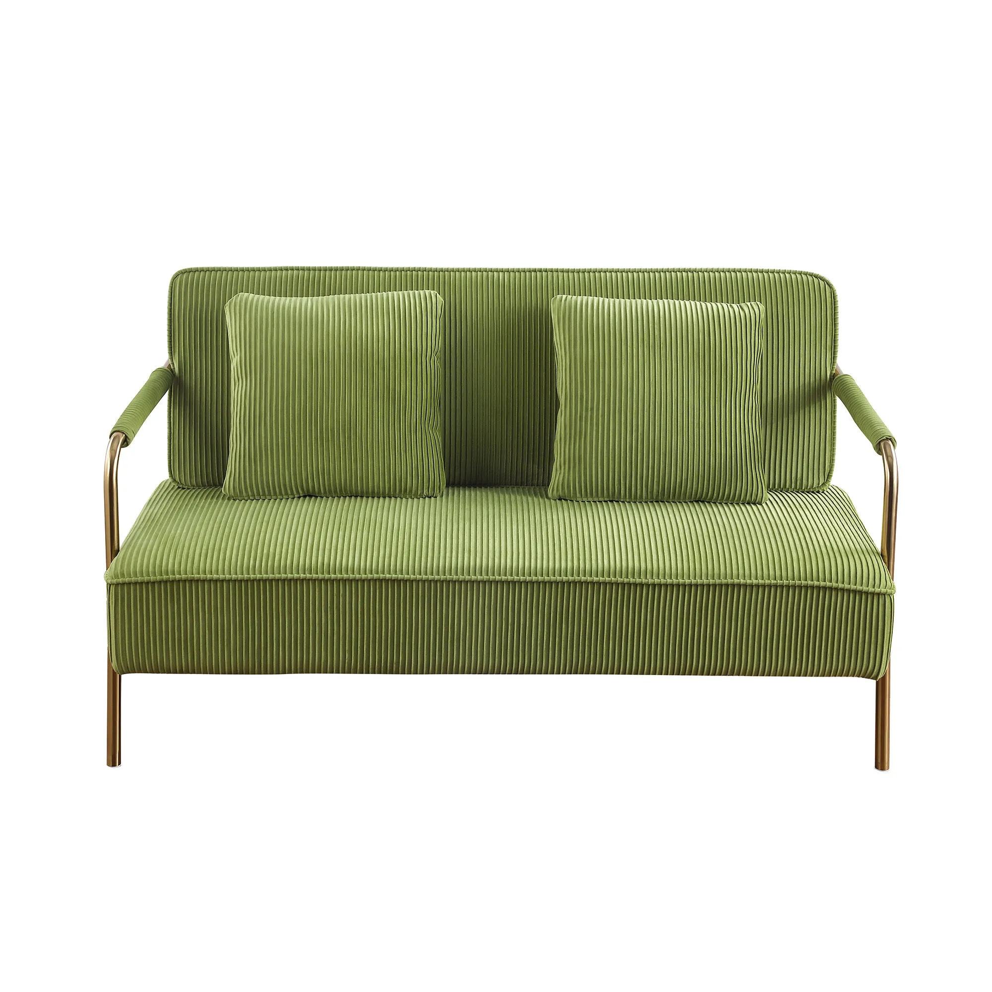 Opulent Olive Corduroy Velvet Delight 2-Seater Sofa