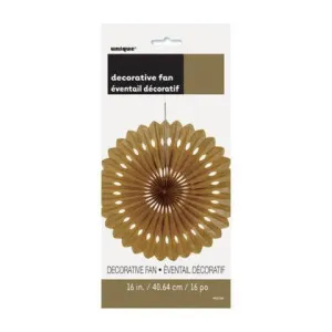 Paper Decorative Fan 16" Gold