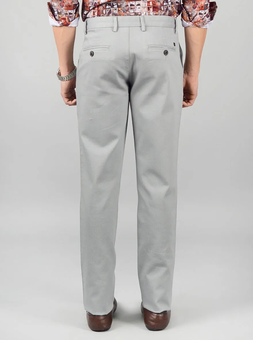 Pewter Grey Solid Slim Fit Casual Trouser | JadeBlue