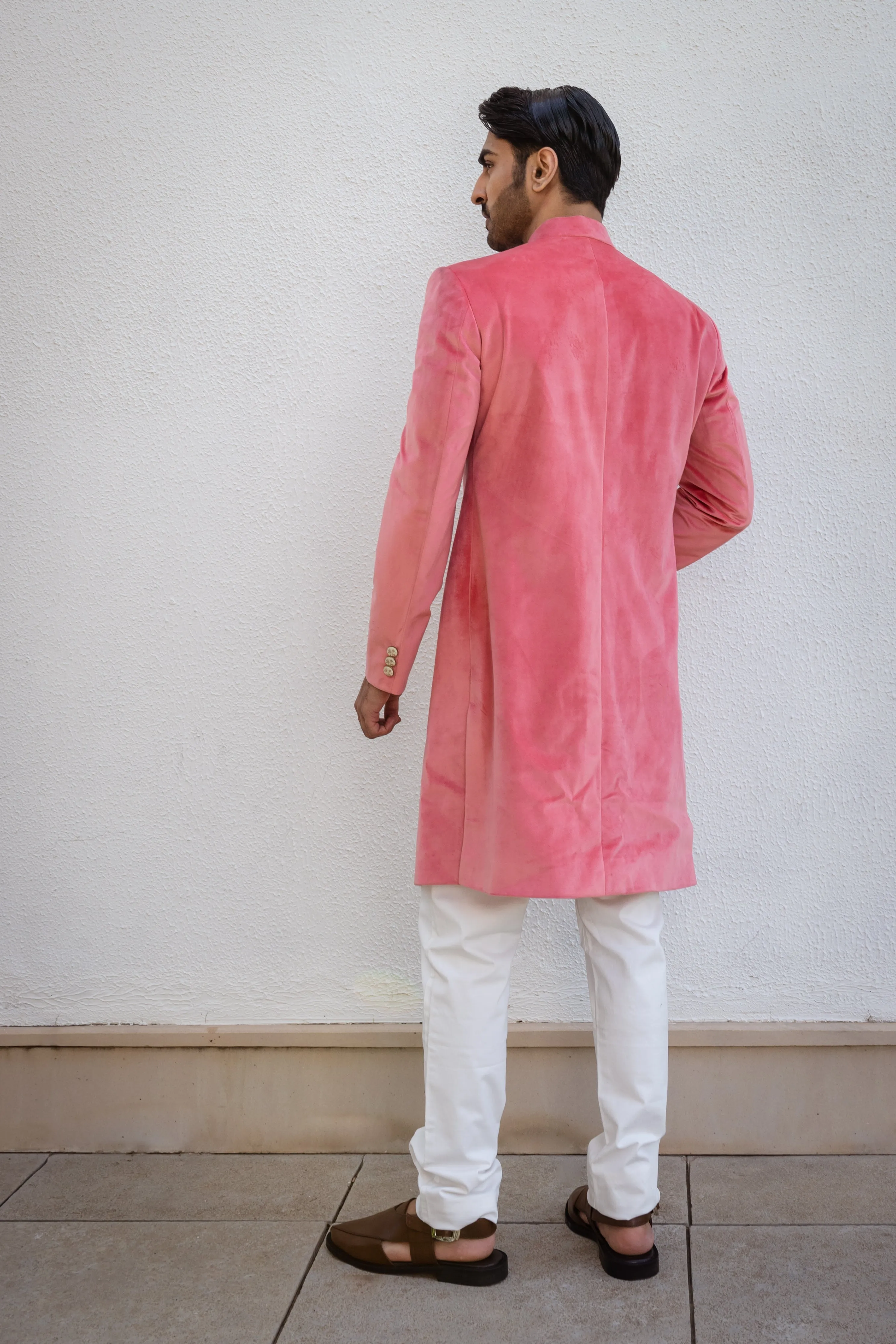 Pink Opulent Velvet Achkan.