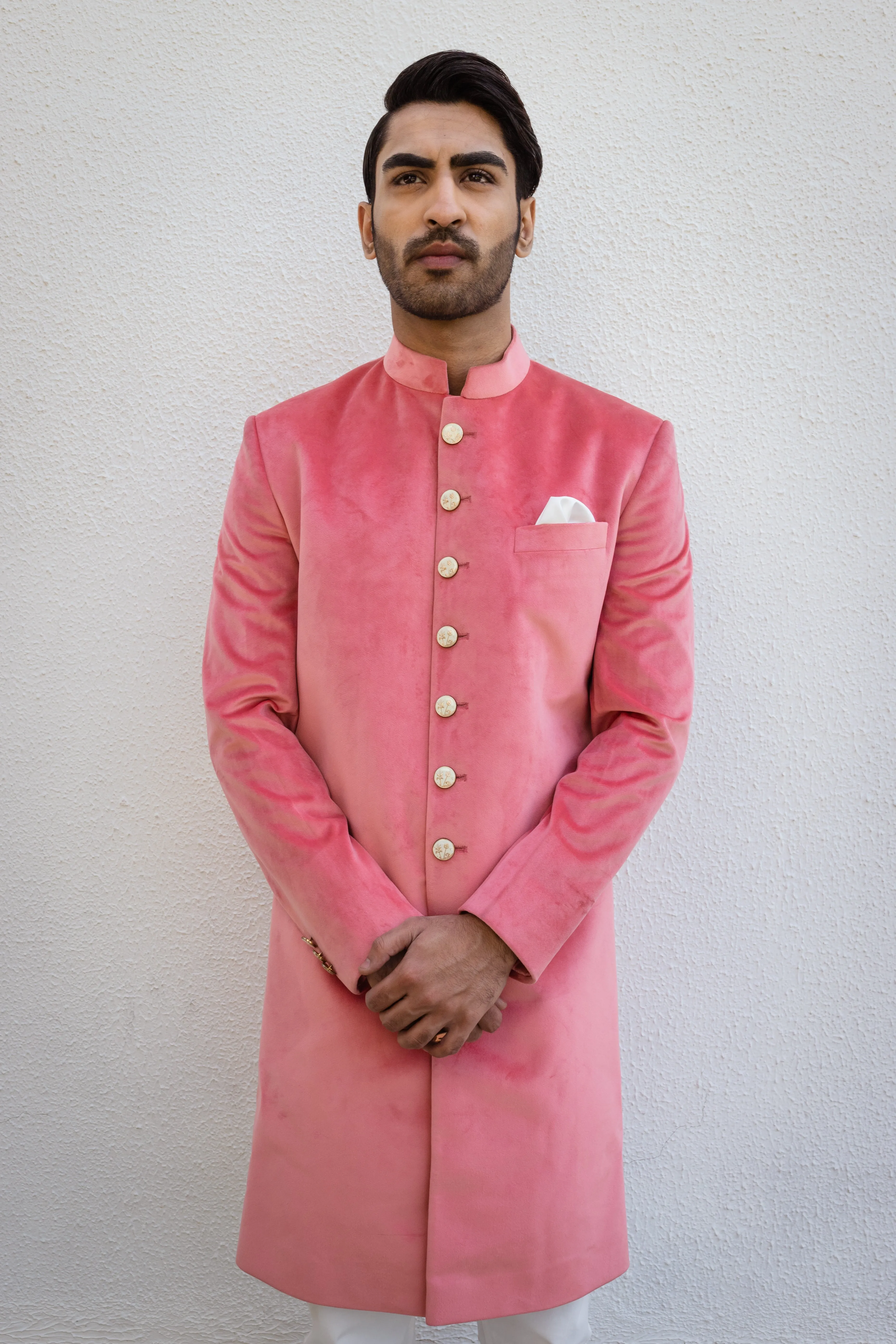 Pink Opulent Velvet Achkan.