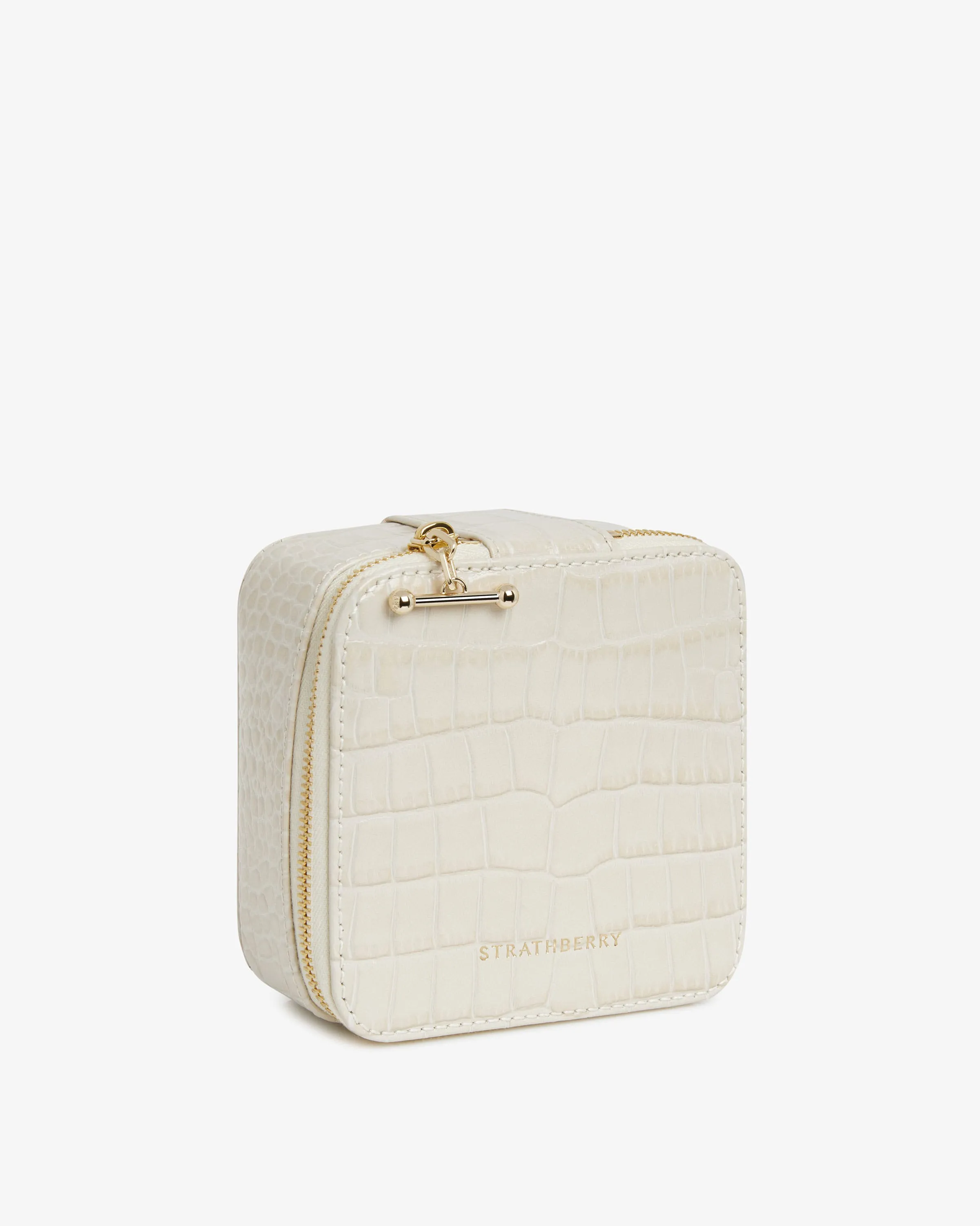 Rose Street Jewellery Box - Croc-Embossed Leather Vanilla