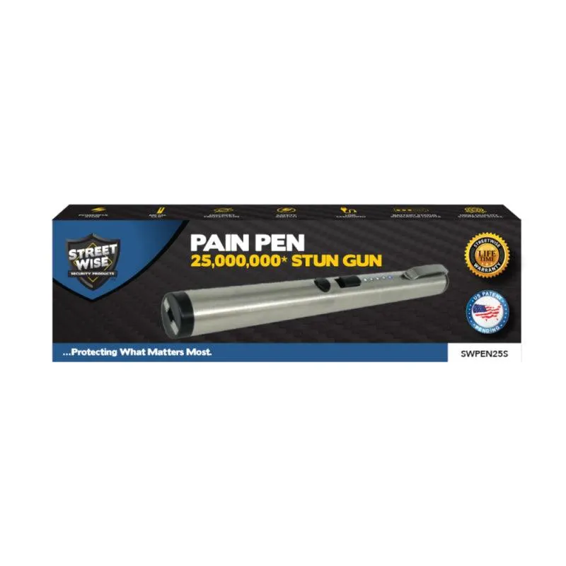 Streetwise Pain Pen 25,000,000 Stun Gun - Silver